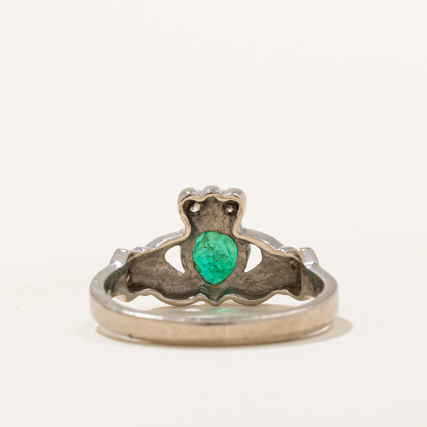 Dublin Hallmarked Emerald & Diamond Claddagh Ring - 0.36ct Emerald & 0.03ctw Diamonds - Size 5.75 - Irish Wedding, Engagement & Promise Ring - Perfect for St. Patrick's Day & Anniversary Gifts