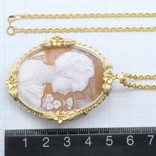 18K Yellow Gold Shell Cameo 2-Way Convertible Necklace & Brooch - Vintage Inspired Jewelry for Women, Perfect for Weddings, Parties & Special Occasions