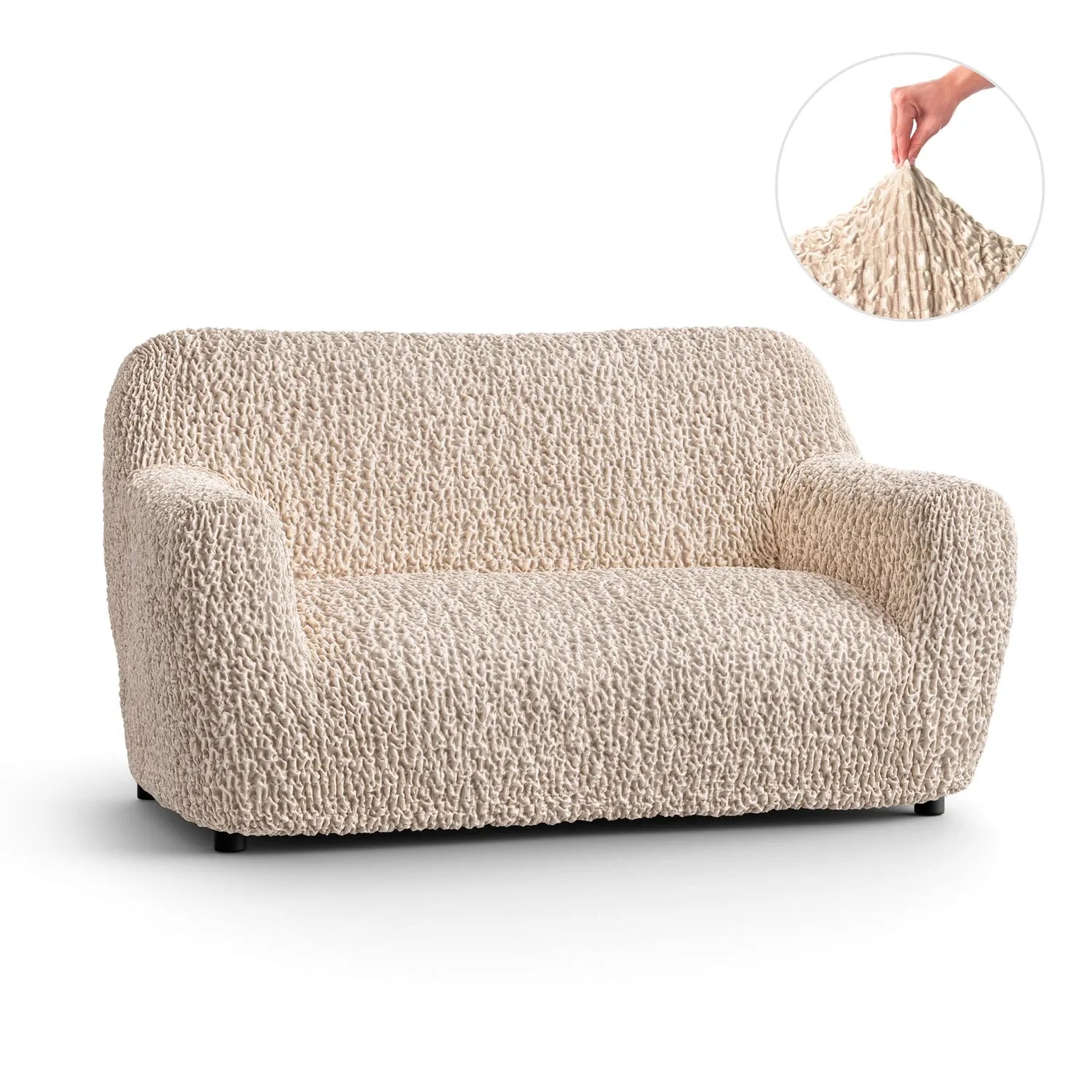 Goffrato Velvet 2-Seater Loveseat Slipcover - Soft Stretch Sofa Cover for Living Room, Bedroom & Dorm - Easy Wash & Anti-Slip Design