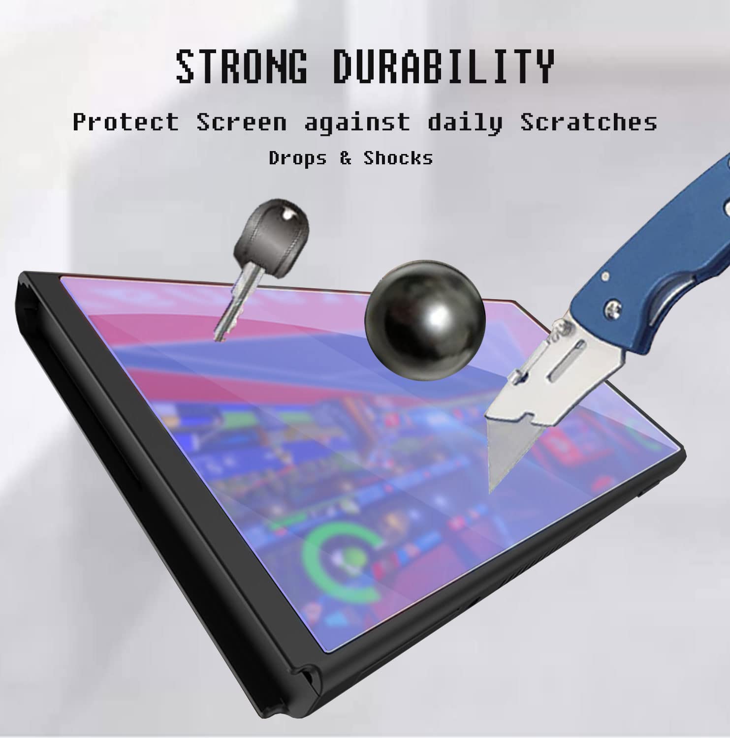 VANJUNN Tempered Glass Screen Protector for Nintendo Switch OLED - Anti Blue Light, Anti-Scratch, Eye Protection Film (3 Pack) - Perfect for Gaming, Travel, and Long Play Sessions