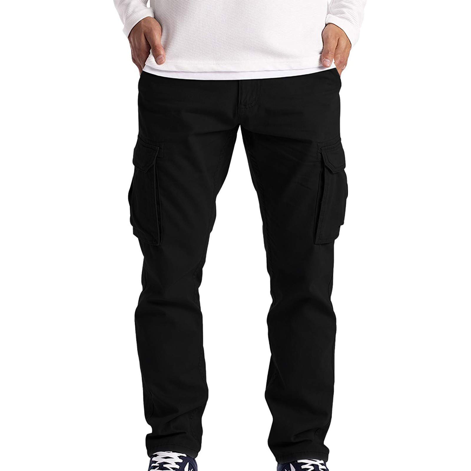 Men's Cargo Pants - 6 Pocket Tactical Combat Work Pants | Durable Workwear Trousers for Outdoor, Hiking & Construction | Black