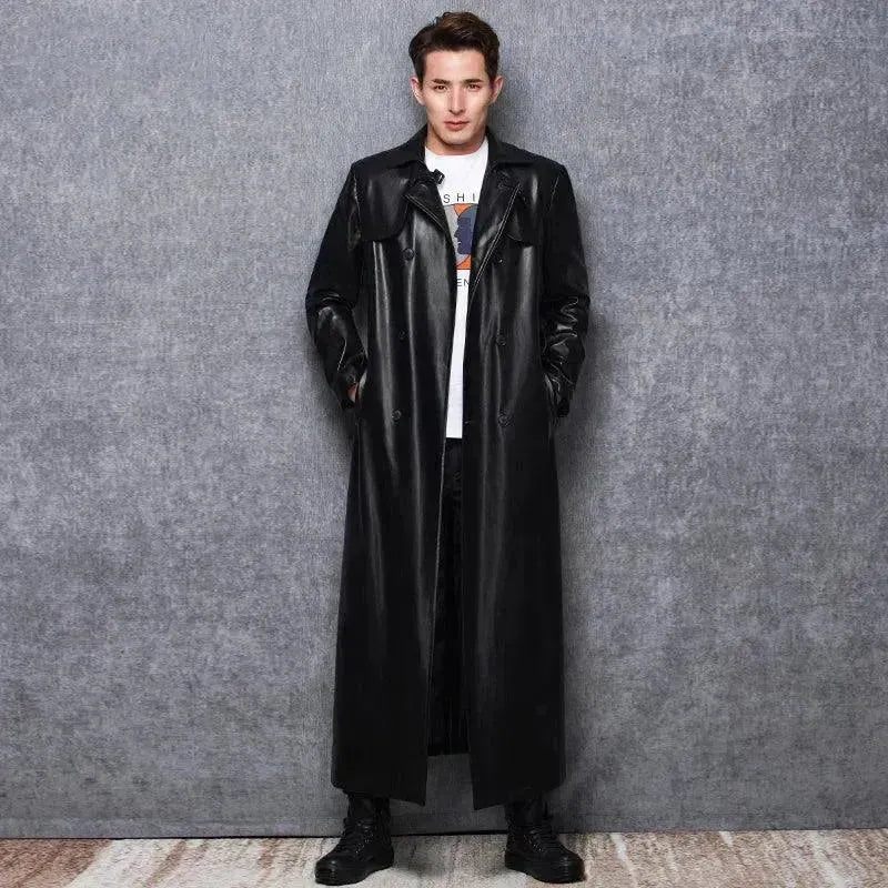 Premium Men's Casual Leather Overcoat Jacket - Waterproof Windbreaker for Outdoor, Travel & Daily Wear