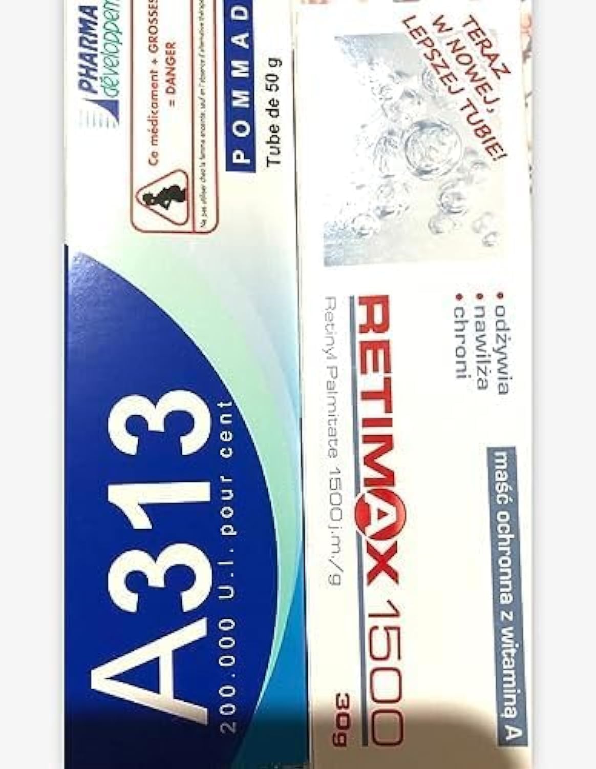 A313 & Retimax 1500 (2 Pack) Retinol Vitamin A Cream & Gel - Anti-Wrinkle, Acne Treatment, Pigmentation & Scar Remover - 80g - Perfect for Night Skincare Routine & Anti-Aging Regimen