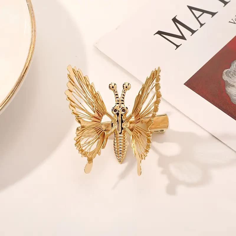 Ashkash 2Pcs 3D Butterfly Hair Clips - Golden & Silver Hair Barrettes, Claw Clips for Women & Girls | Cute Hair Accessories for Parties, Weddings & Everyday Styling
