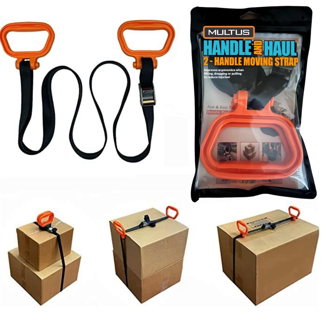 Multus Adjustable Lifting Straps - 2 Handle Heavy Duty Moving Straps for Furniture, Appliances, Mattresses & Sports Gear | Perfect for Home Moving, Gym Equipment Transport & Camping Gear Hauling