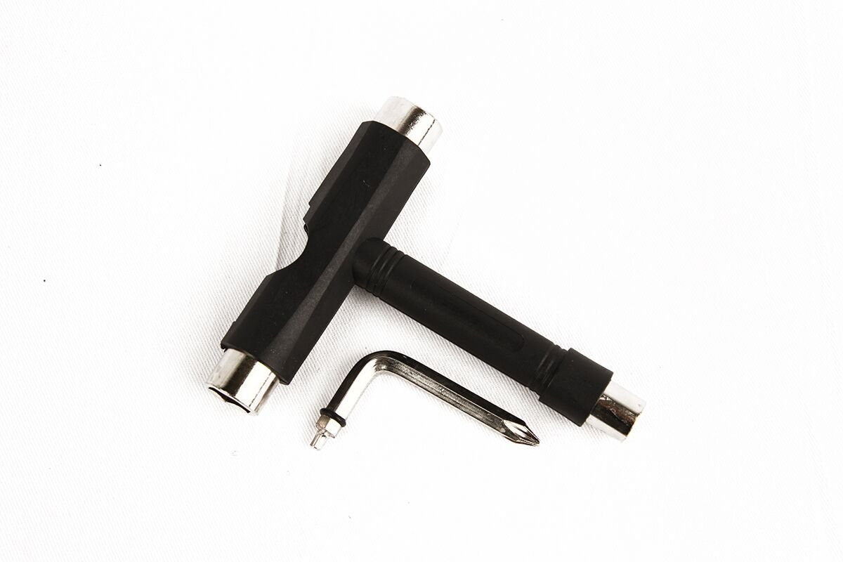 Black Skateboard T-Tool - All-in-One Multi-Function Skateboard Tool for Adjusting Trucks, Wheels & Bearings | Perfect for Skateboard Maintenance & On-the-Go Repairs