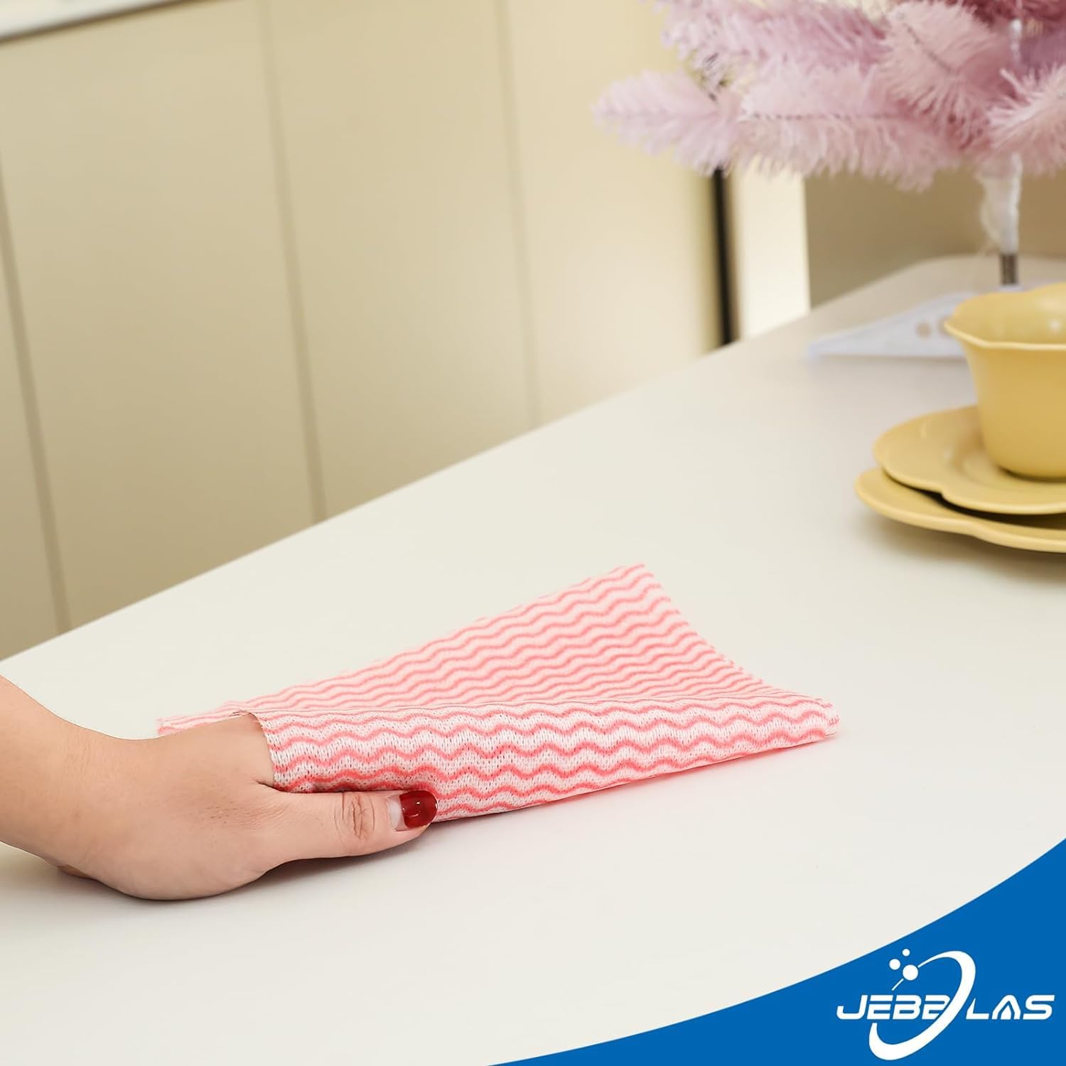 **JEBBLAS Reusable Cleaning Wipes - Eco-Friendly Kitchen & Household Towels, Washable Dish Cloths, Multi-Purpose Cleaning Rags (2 Rolls, 200 Sheets) - Perfect for Dishes, Countertops, and Spills**
