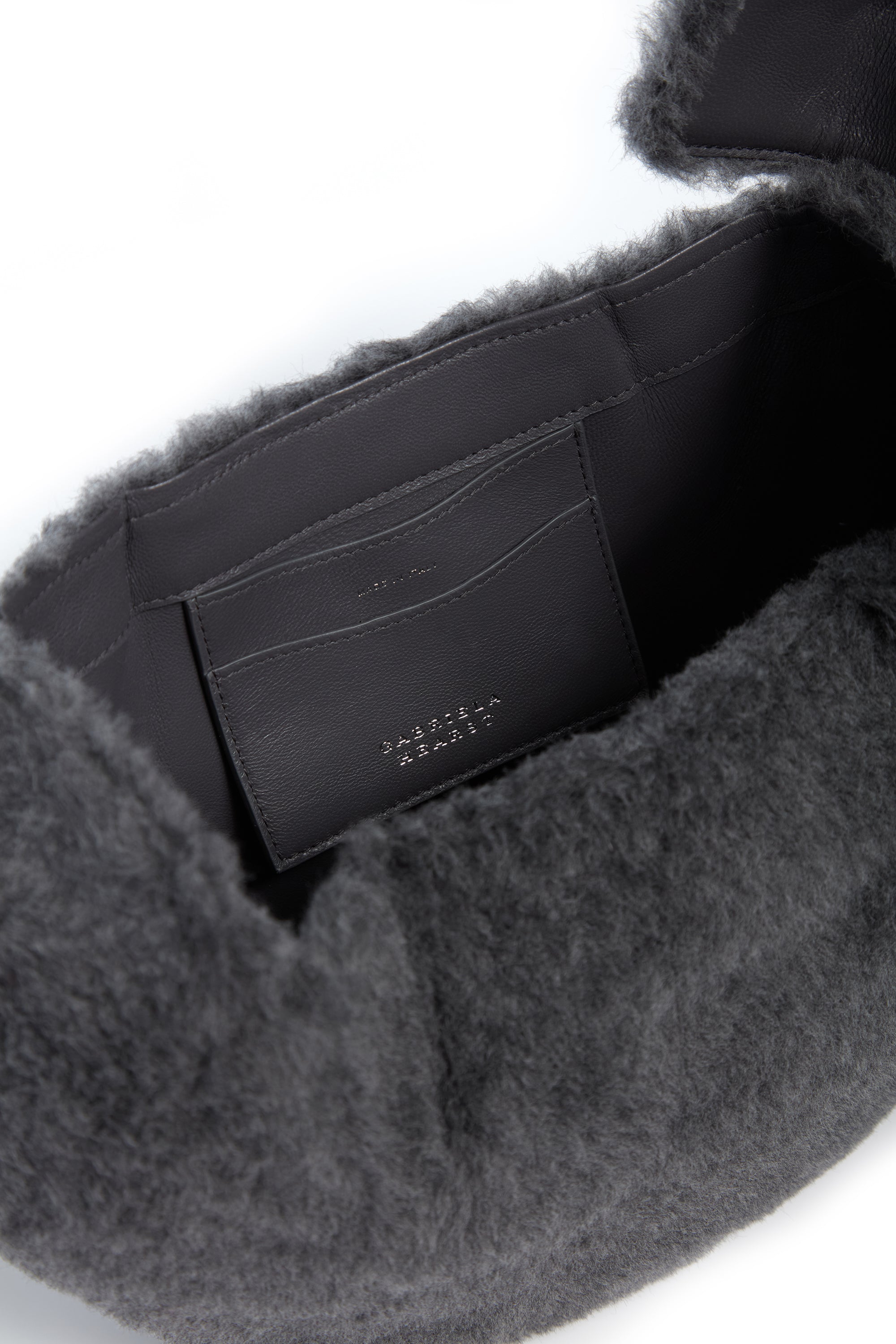 Premium Nina Bag in Dark Grey - Virgin Wool, Silk & Cashmere Blend with Luxurious Fur Trim - Perfect for Work, Travel & Evening Events