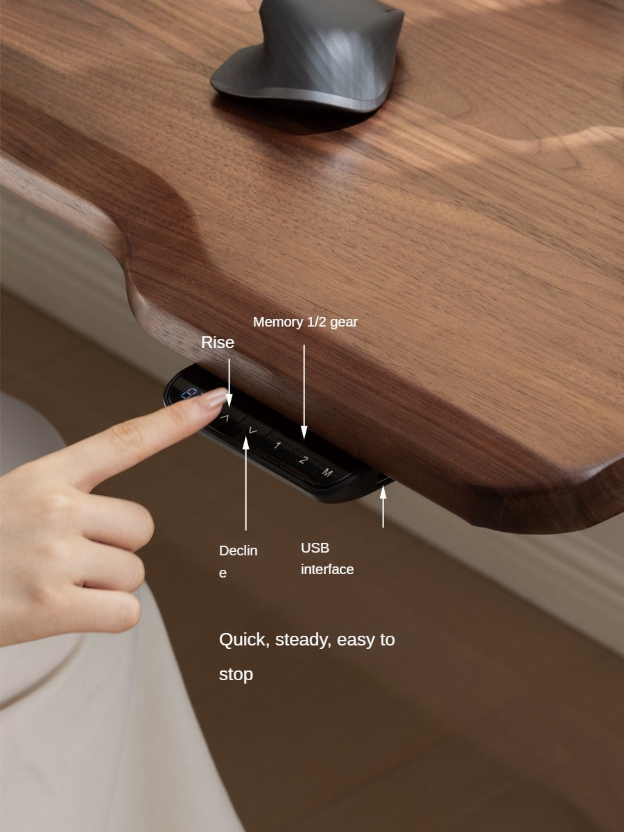 Black Walnut Solid Wood Electric Standing Desk - Adjustable Height Office Desk for Home & Workspace - Perfect for Remote Work, Gaming, and Ergonomic Comfort