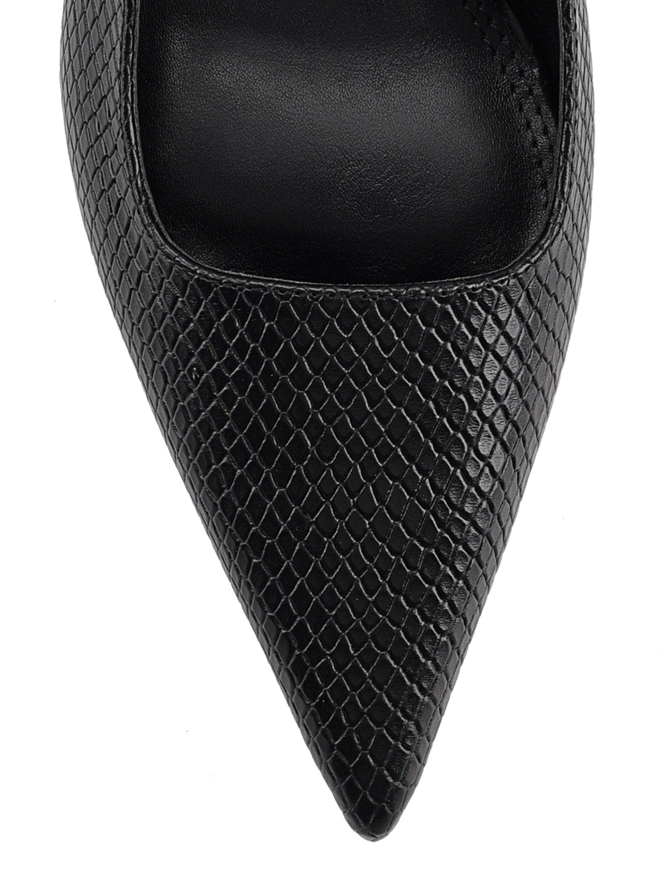 Zuko Women's Slingback Heels - Black Snake Leather Pointed Toe Pumps for Work, Party & Special Occasions