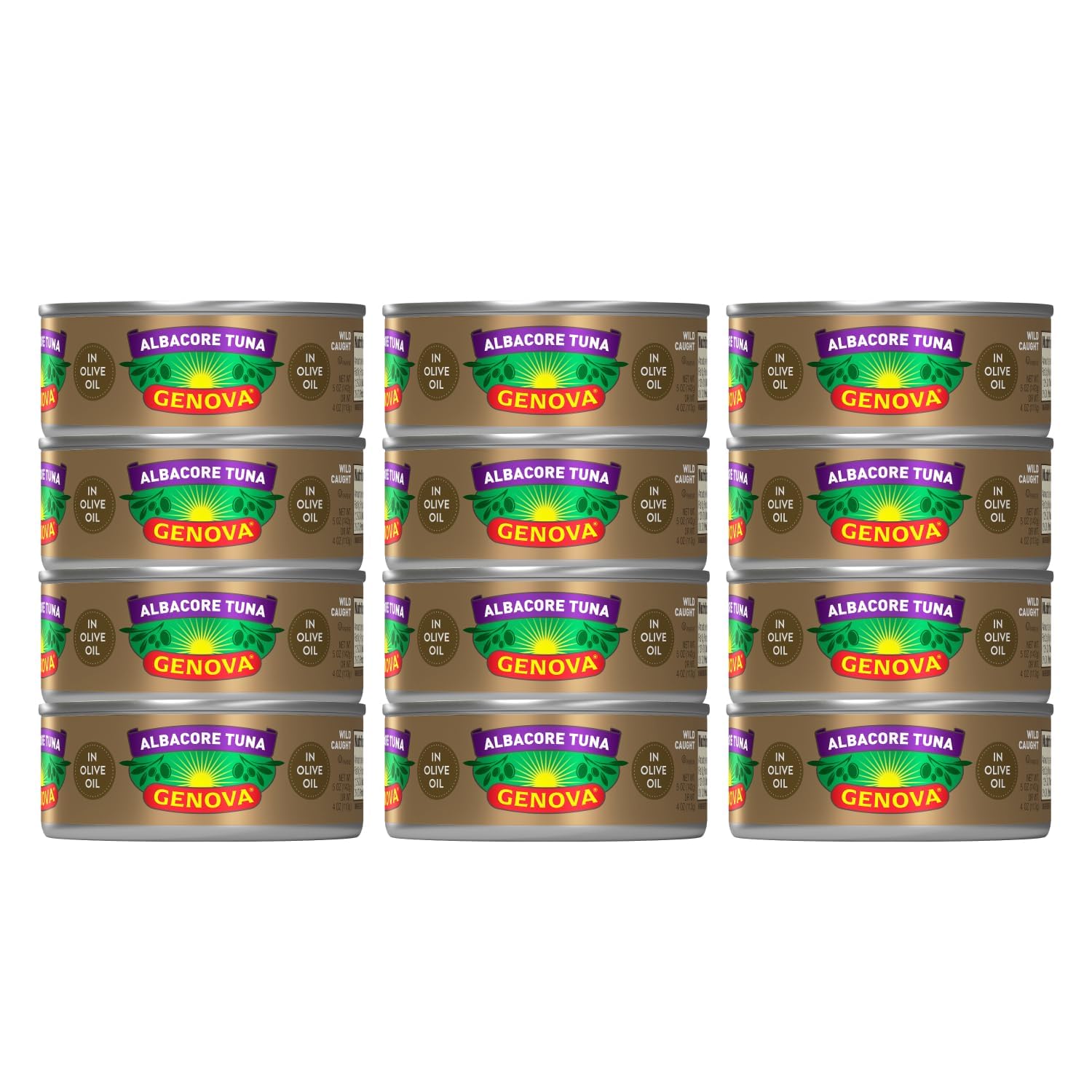 Premium Wild-Caught Albacore Tuna in Olive Oil - 5 oz Cans (Pack of 12) | Solid White Tuna for Salads, Sandwiches & Keto Meals | High Protein, Non-GMO, Gluten-Free Canned Fish