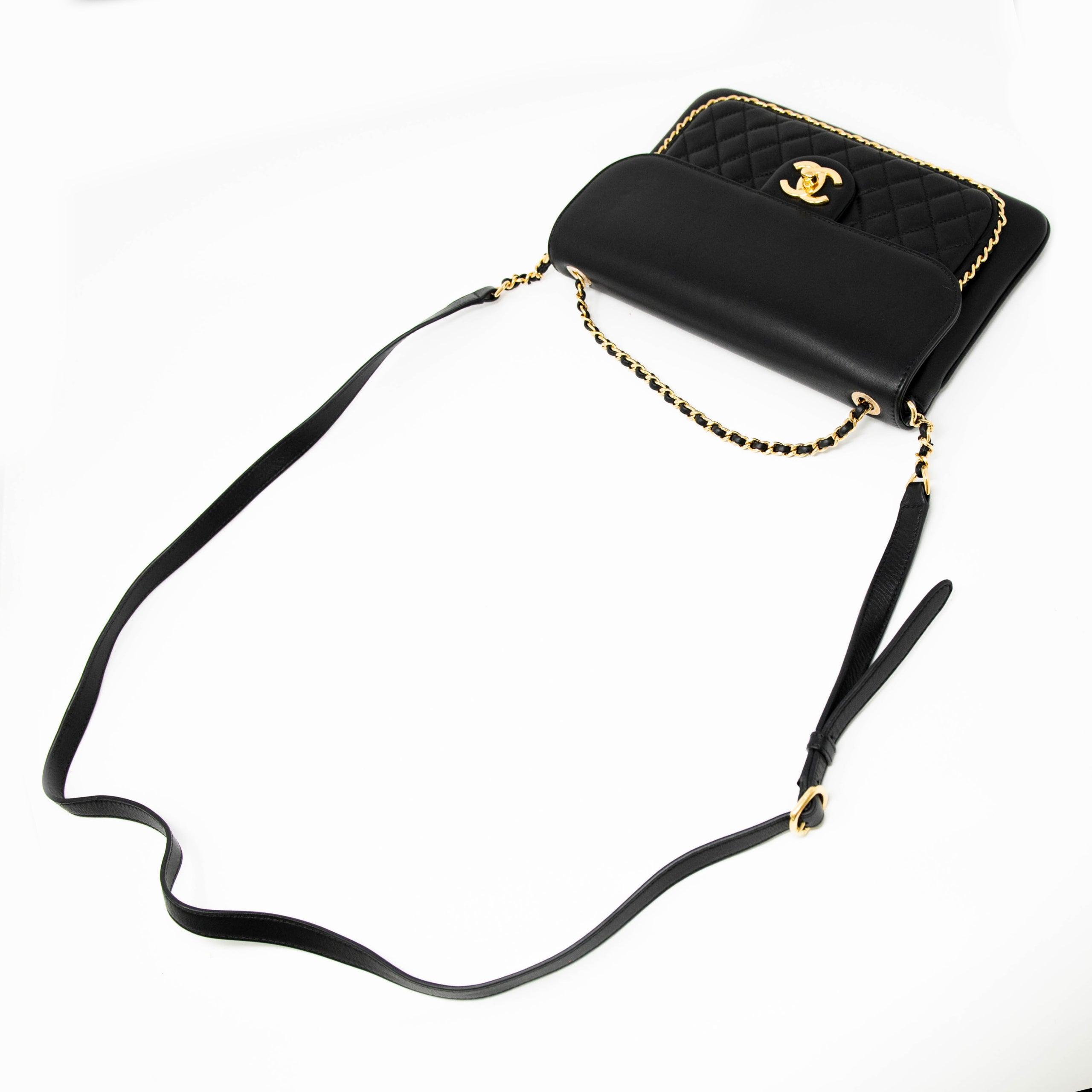 Chanel Black Quilted Caviar Leather Unchained Flap Bag - Luxury Designer Handbag for Women, Perfect for Evening Parties & Special Occasions