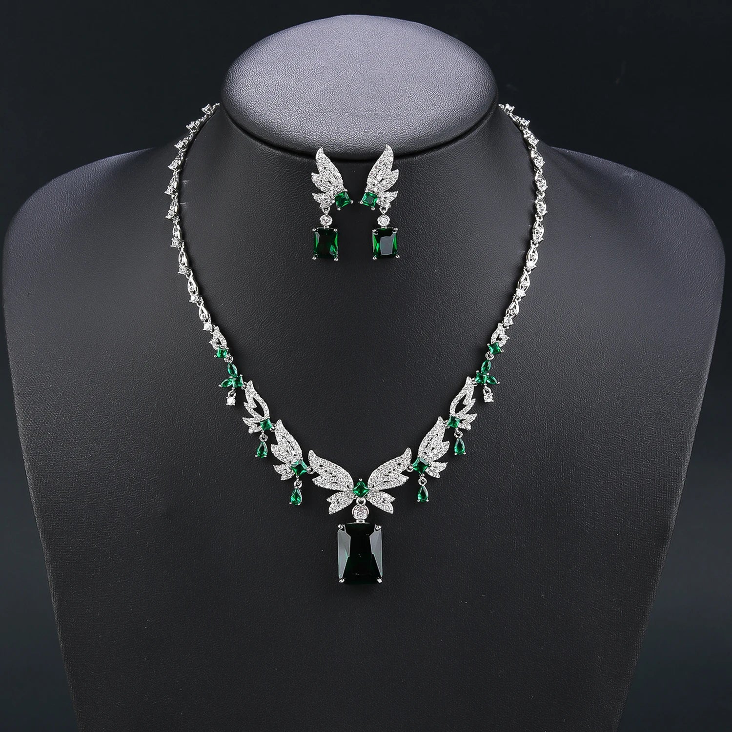 Cubic Zirconia Bridal Jewelry Set - Pendant Necklace & Earrings for Wedding, Ball, and Special Occasions | CN11398