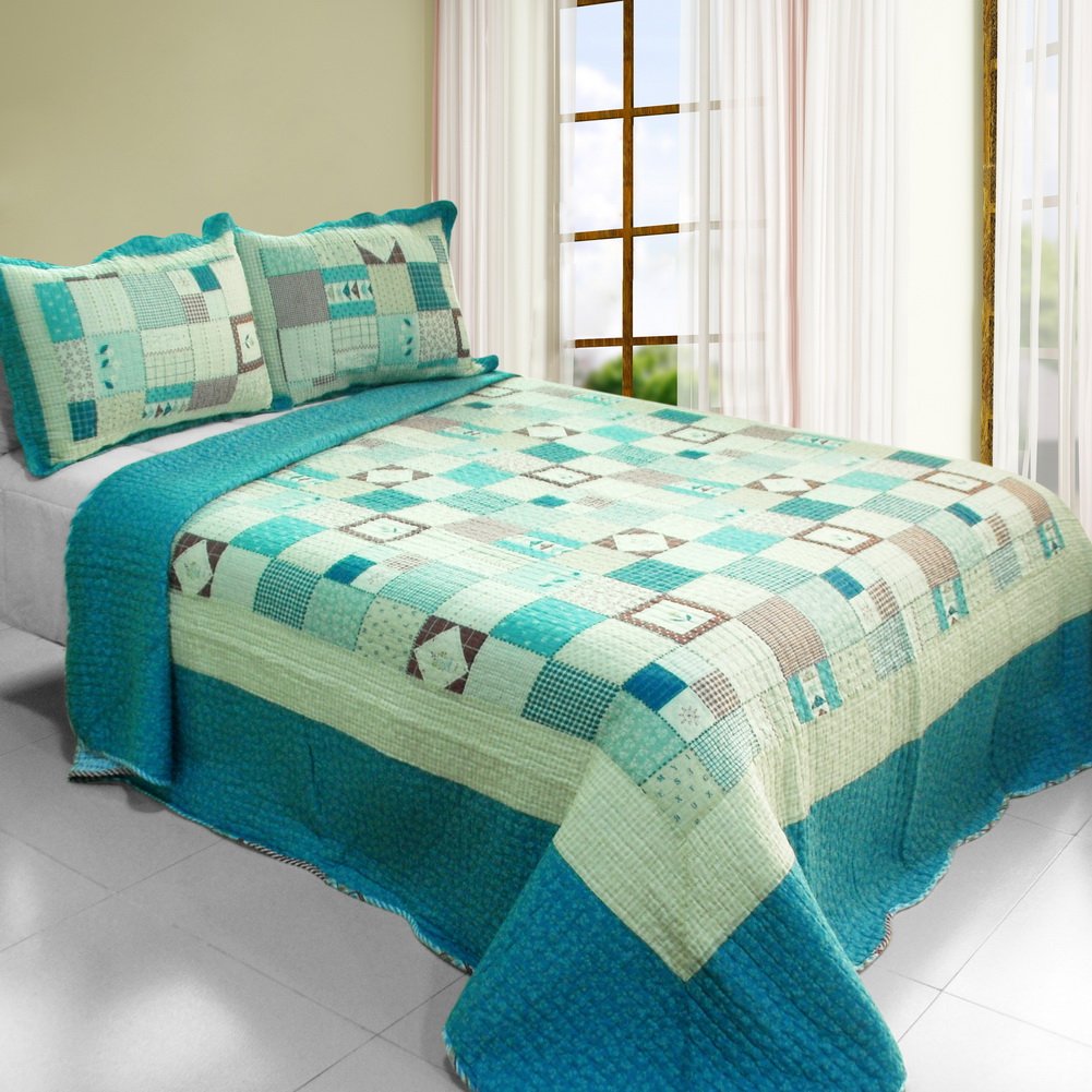 Fairy Tales Cotton 3-Piece Quilt Set - Full/Queen Size Vermicelli-Quilted Printed Bedding by Blancho | Soft & Breathable Comforter for Cozy Bedroom Decor, Guest Room Essentials, and Gift Ideas