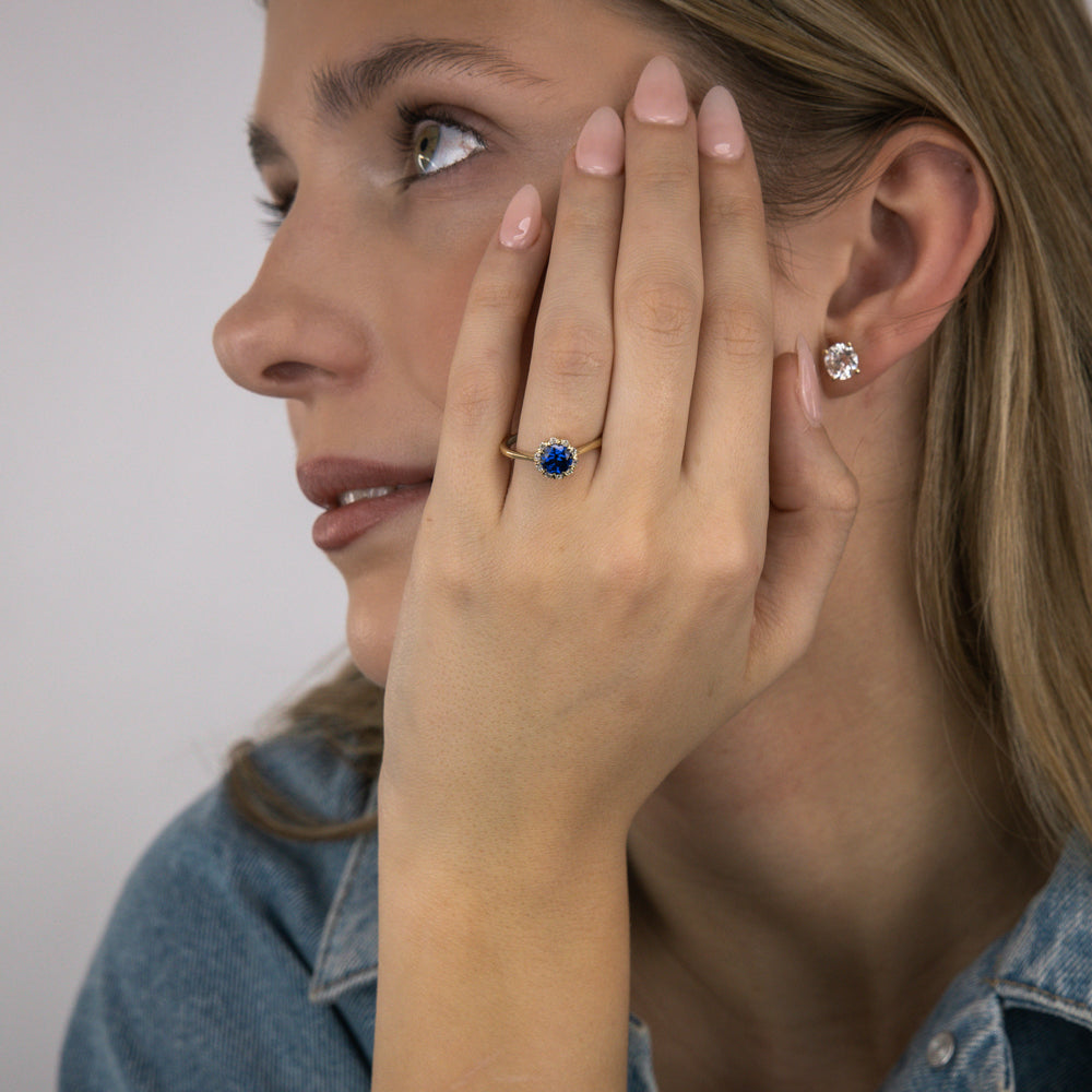 1 Carat Lab-Created Sapphire & Diamond Engagement Ring in 9K Yellow Gold - Perfect for Proposals, Anniversaries & Special Occasions