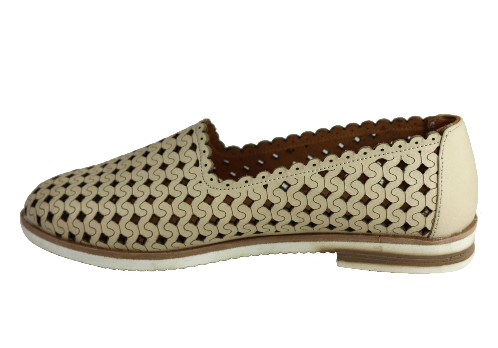 Orizonte Kellie Women's European Beige Leather Comfortable Flat Shoes - Stylish & Comfortable for Work, Travel & Everyday Wear