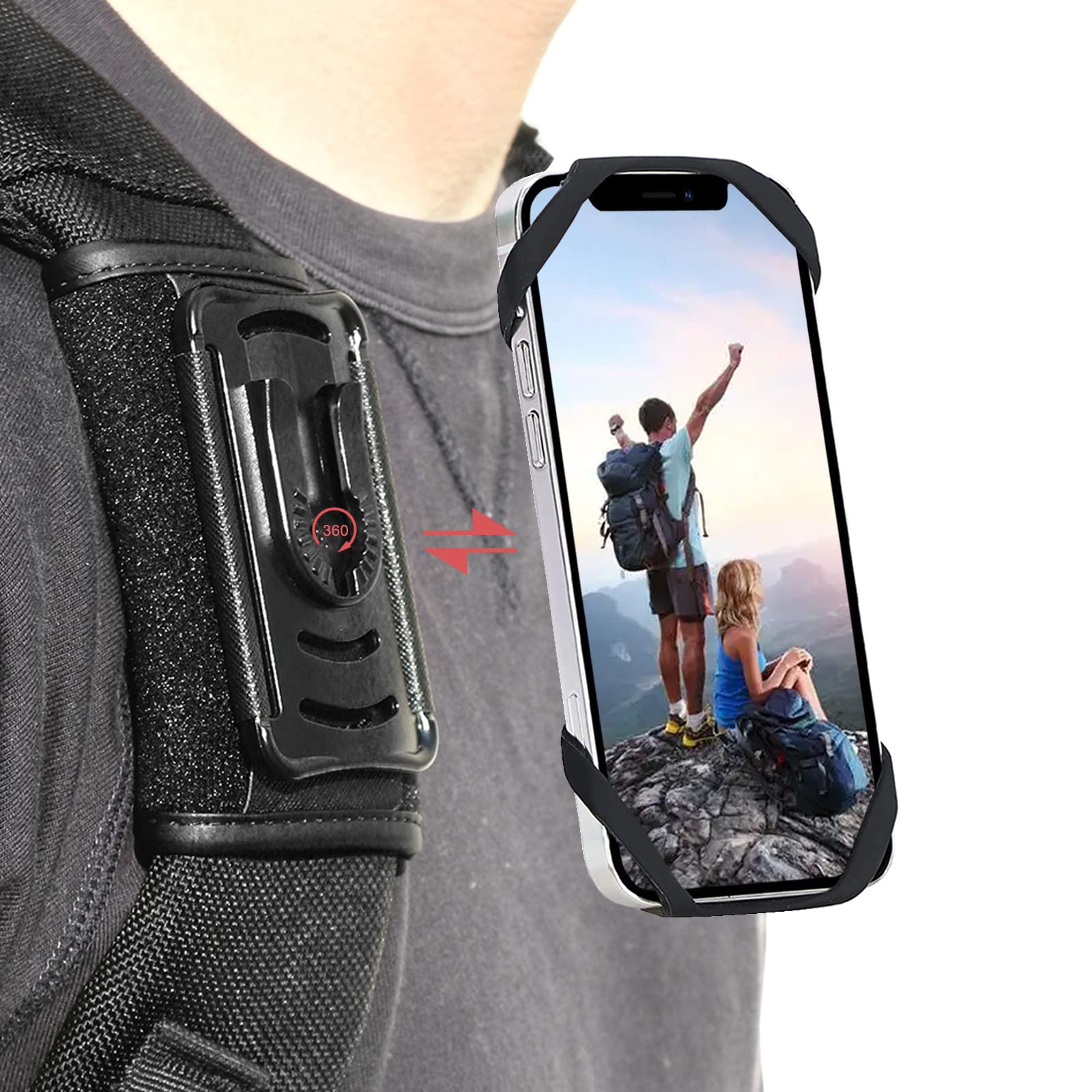 FORZEN Backpack Clamp Mount for Phone - Adjustable Phone Holder Clip for Hiking, Climbing & Outdoor Activities - Secure Detachable Strap Clip for iPhone & Android Devices - Perfect for Adventure Travel & Daily Commute