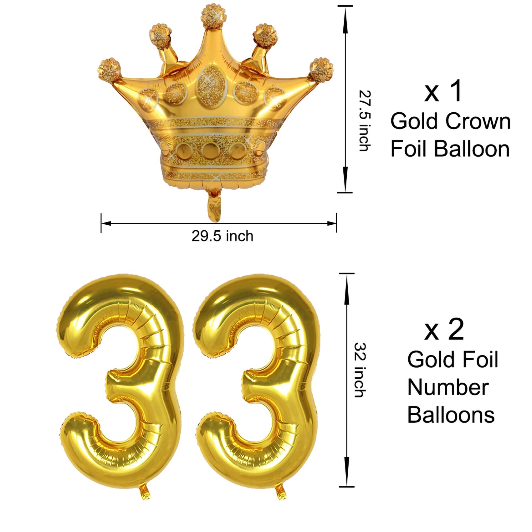 33rd Birthday Party Decorations for Men & Women - Black & Gold 33 Balloon Set with Number Balloon & Banner | Perfect for 33 Year Old Birthday Celebrations, Adult Milestone Parties & Anniversary Decor