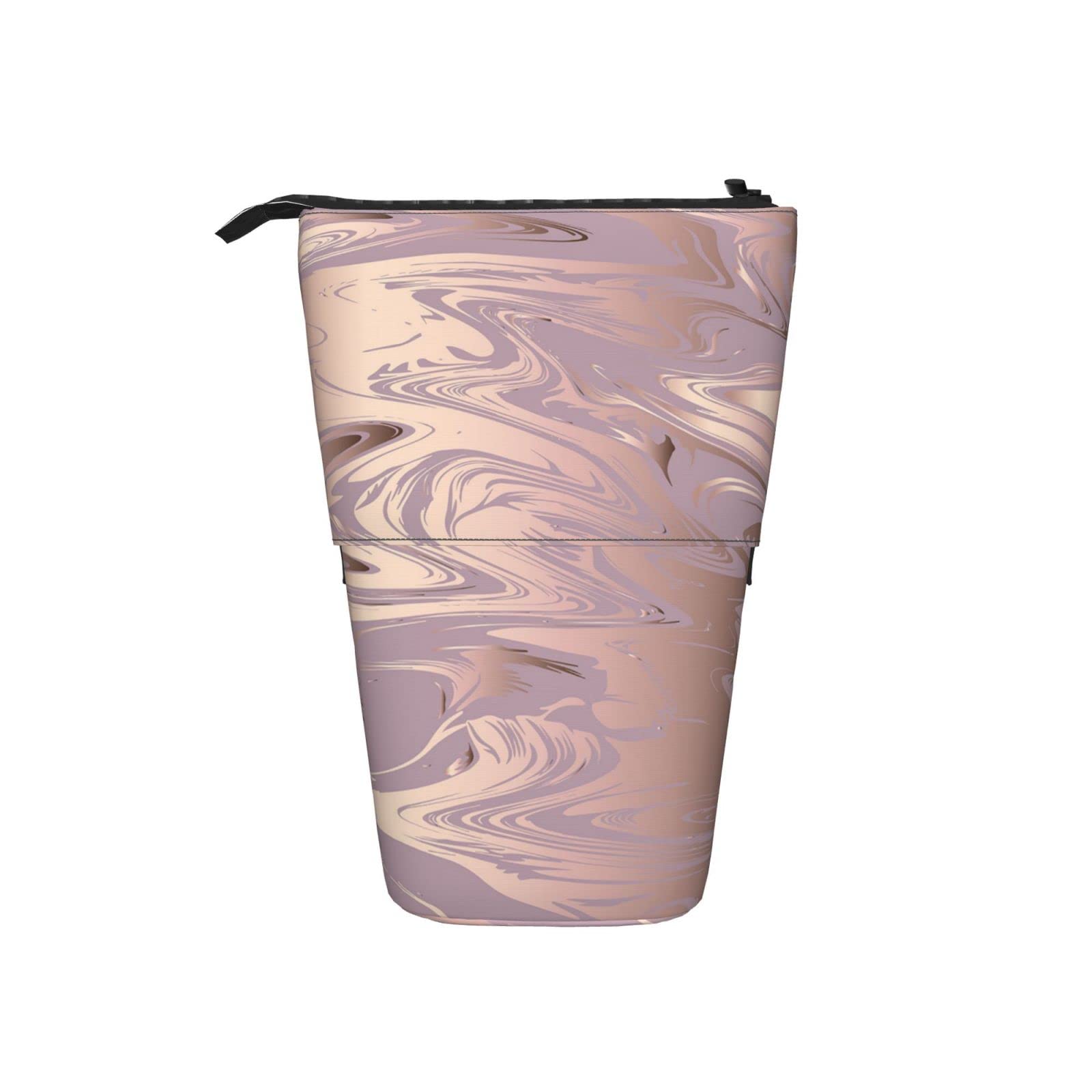 Wozukia Rose Marble Vertical Pencil Case - Abstract Rose Gold Pattern Storage Box for Pens, Makeup & School Supplies | Stylish Cosmetic Bag & Pencil Holder for Teens | Perfect Gift for Girls & Boys | Great for School, Office & Travel Organization