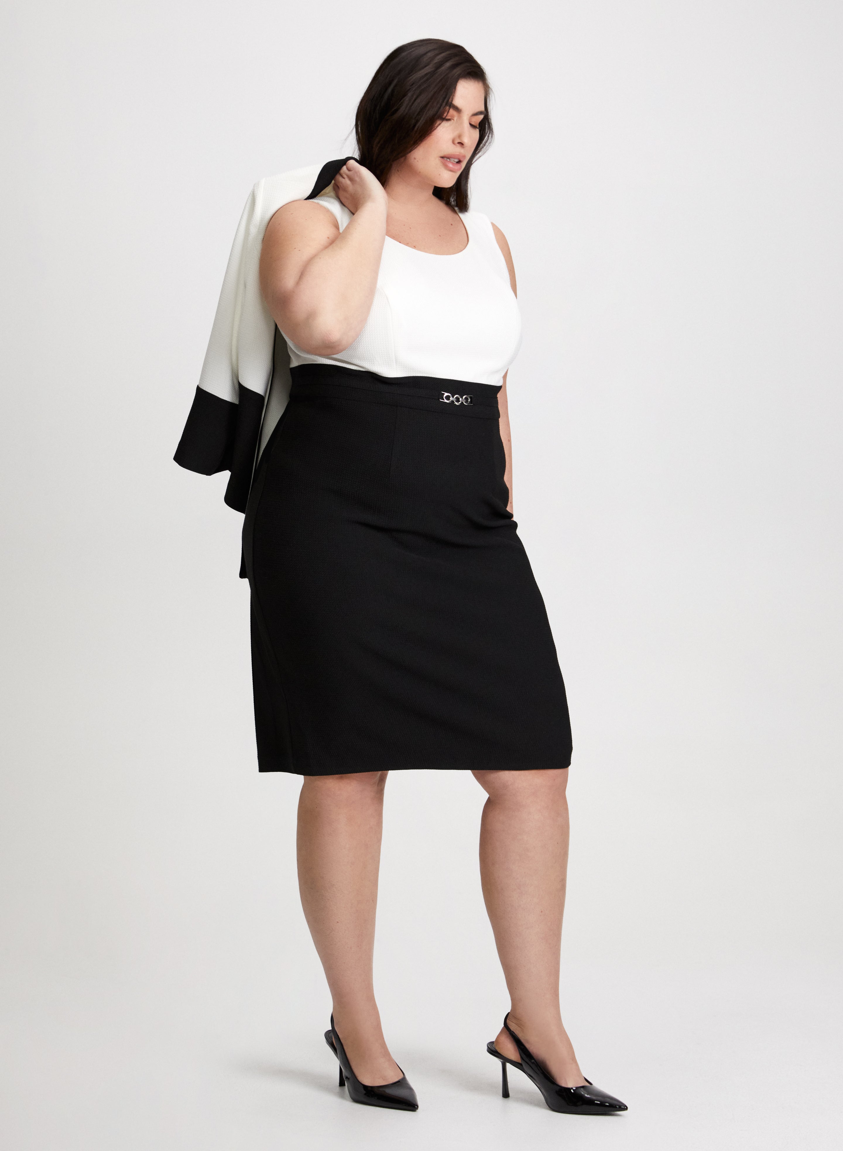 Stylish Color Block Dress and Jacket Set for Women | Trendy Two-Piece Outfit | Perfect for Casual Wear, Office, and Date Nights