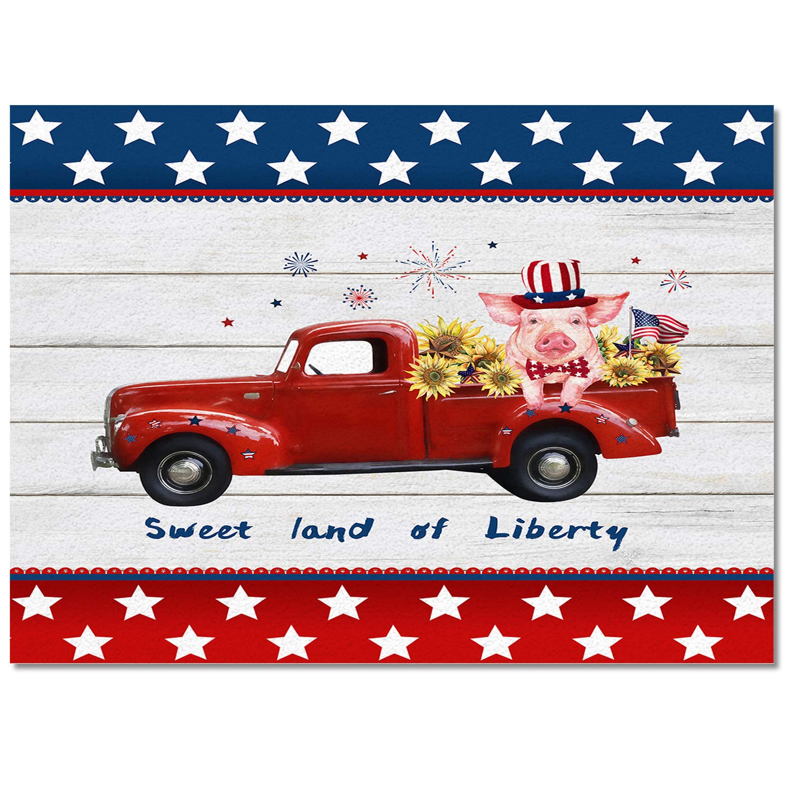 5'x8' Waterproof Outdoor Patio Rug - Non-Slip Washable American Flag Design for Independence Day, Kitchen, Laundry Room & Bathroom Floor Mat - Perfect for Dining Table, Truck Bed & Pig Pen Decor
