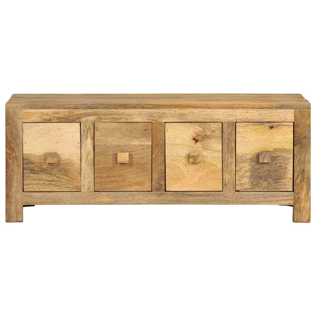 CHARMMA Solid Mango Wood Coffee Table with 4 Storage Drawers - 35.4