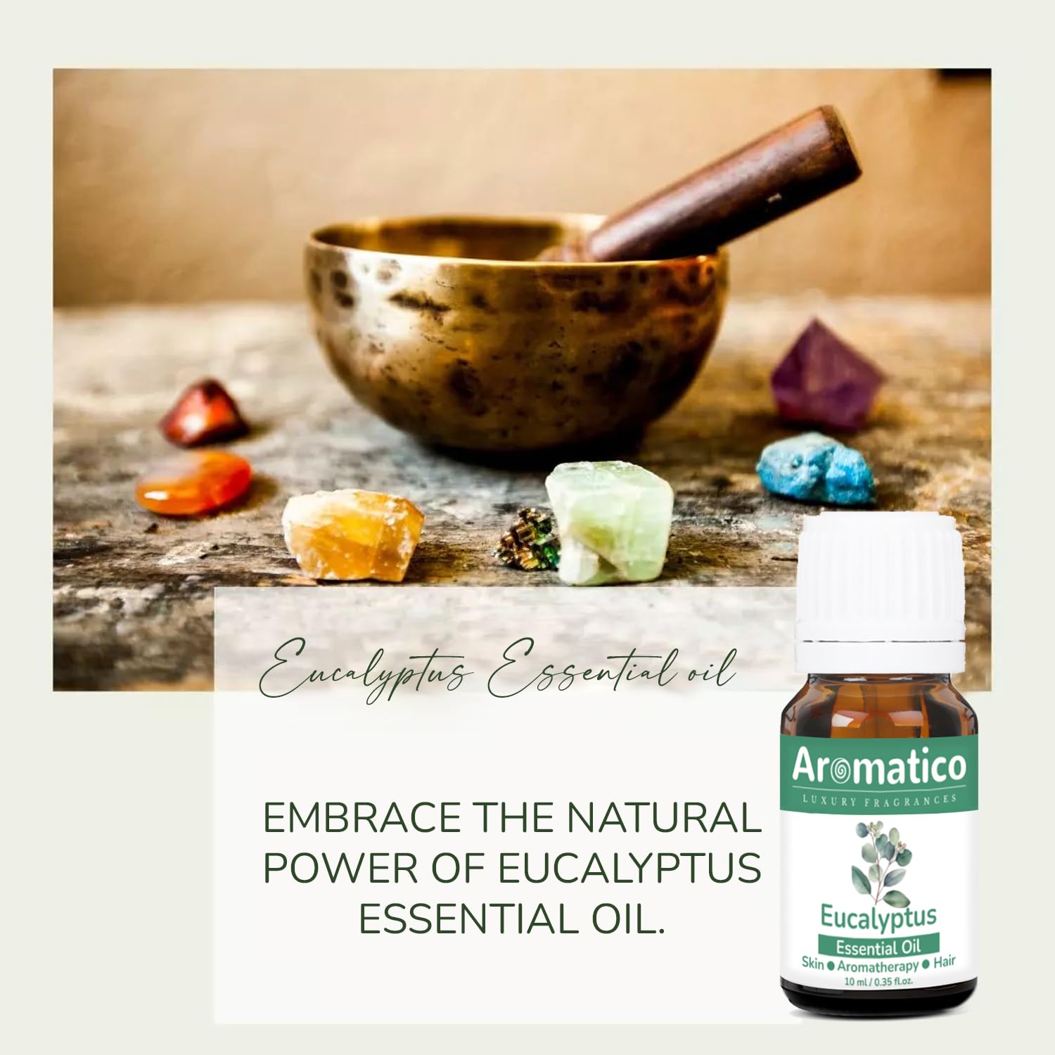 **Aromatherapy Eucalyptus Essential Oil - 100% Pure Therapeutic Grade for Steam Inhalation, Massage, Relaxation & Skin Care | Natural Mosquito Repellent & Hair Treatment | Use in Diffuser, Bath or DIY Beauty - 10ml**