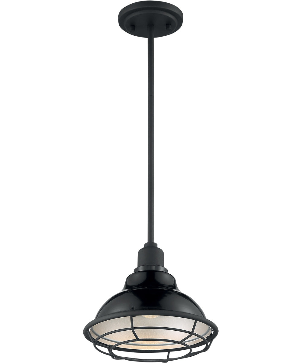 10W Newbridge 1 Light Pendant Light Fixture - Gloss Black & Silver Finish - Modern Ceiling Lighting for Kitchen, Dining Room, Bedroom, and Living Room