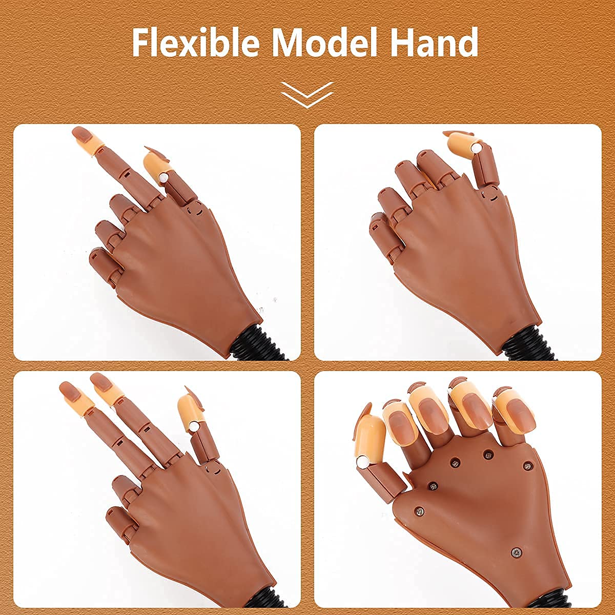 Professional Acrylic Nail Practice Hand - Flexible Mannequin Hand for Nail Art Training with 200 Fake Nail Tips - Perfect for Beginners & Nail Technicians to Practice Gel, Acrylic & Nail Extension Techniques at Home or Salon