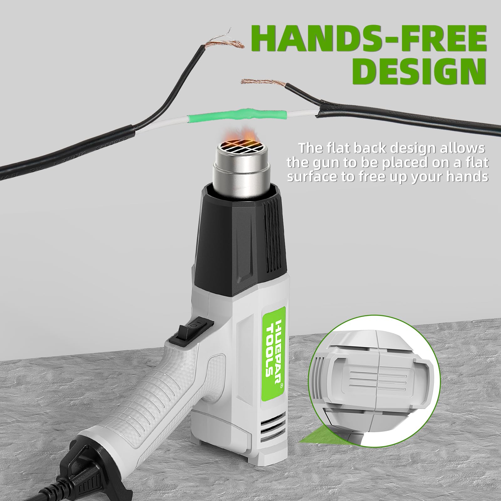 Huepar 1500W Professional Heat Gun with Dual Temperature Settings (752°F & 1022°F) - 4 Nozzles Included for Crafts, PVC Shrinking, Paint Stripping - Overload Protection & Fast Heating for DIY Projects, Home Repairs & Industrial Use
