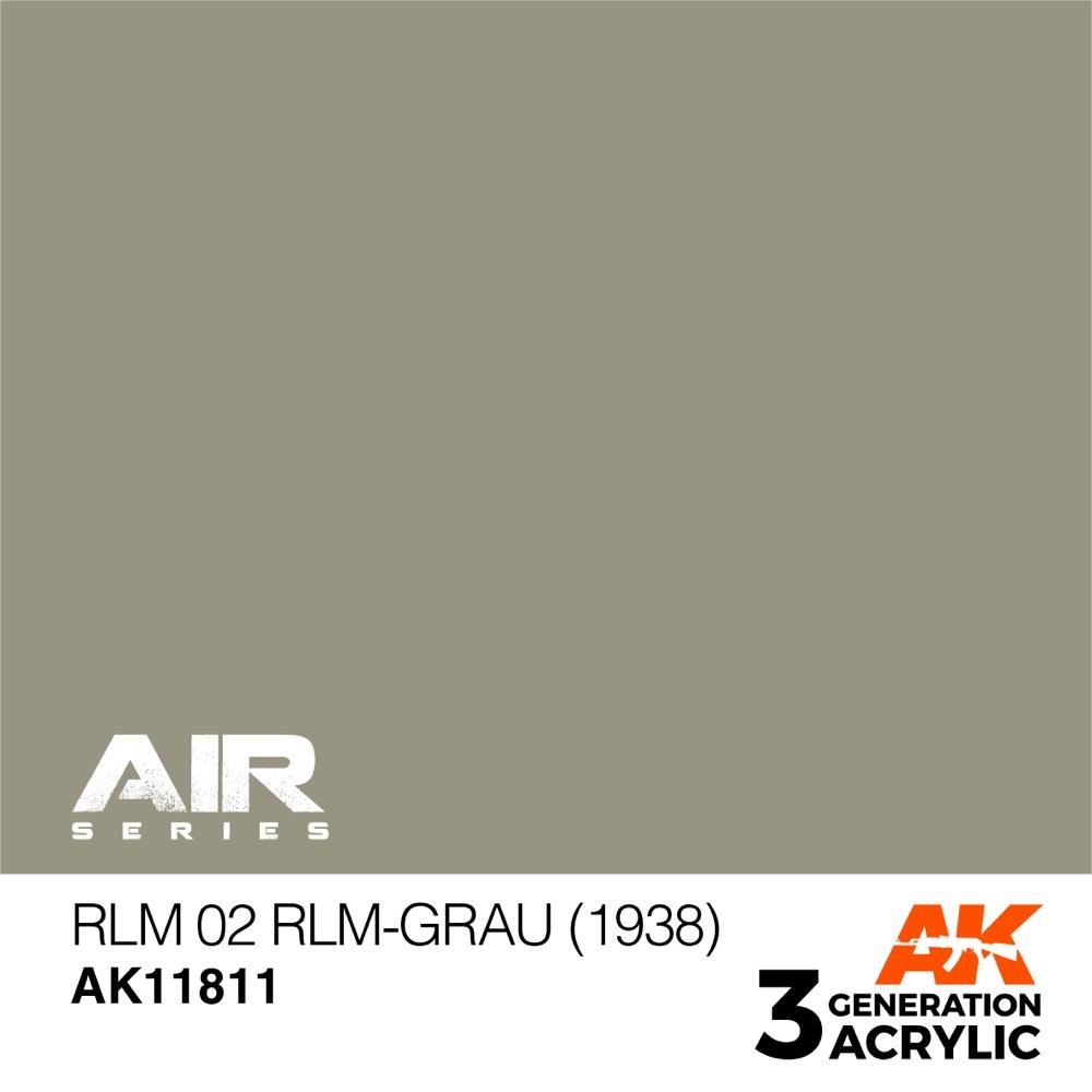 AK Interactive AK11811 Air Series RLM 02 RLM Grau 1938 Acrylic Paint - 17ml Bottle - 3rd Generation Formula - Perfect for Scale Model Painting & Military Aircraft Miniatures