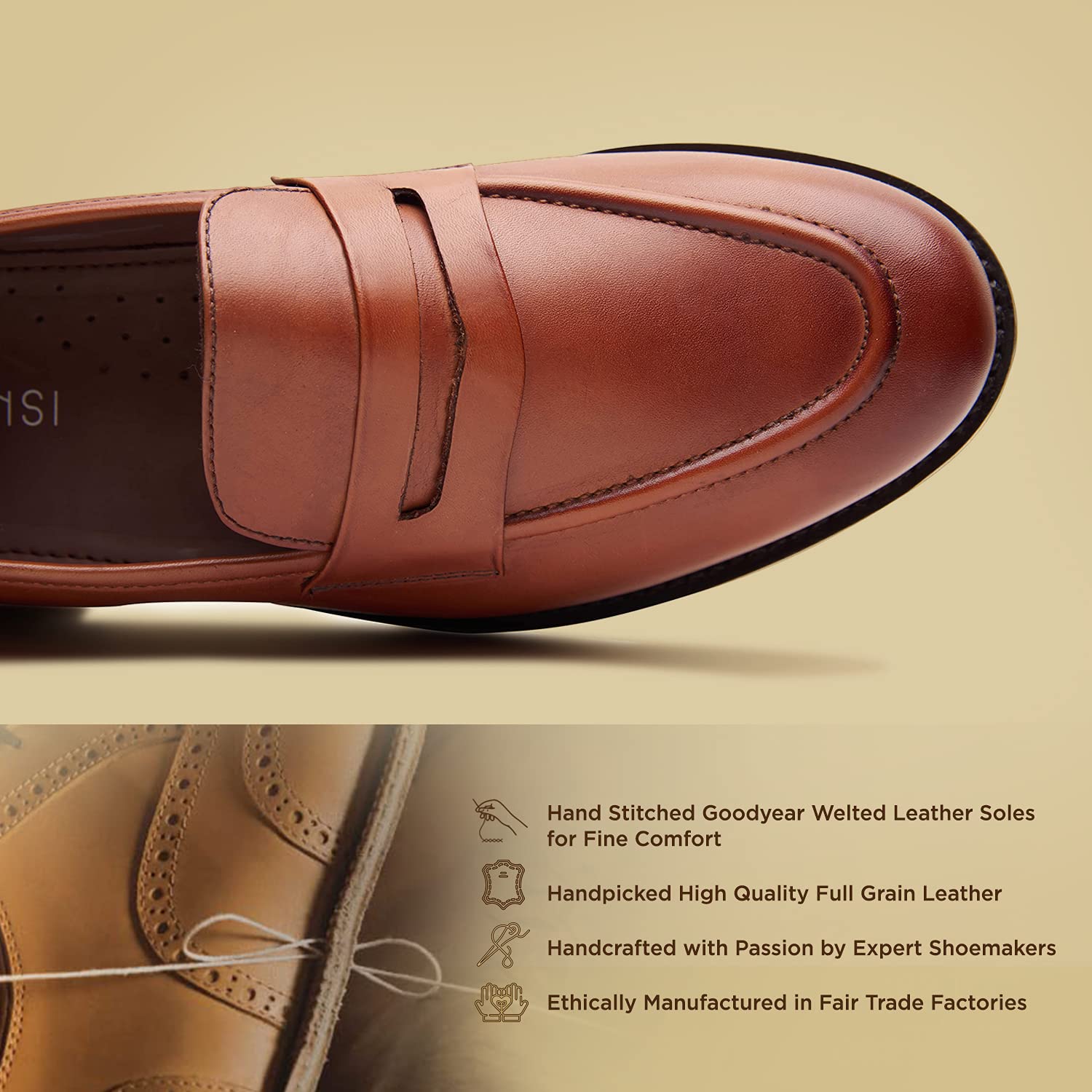 James Genuine Leather Men's Penny Loafers - Goodyear Welted Dress Shoes for Men | Handcrafted Luxury Slip-On Loafers with Leather Sole | Comfortable & Durable for Business, Office & Formal Occasions