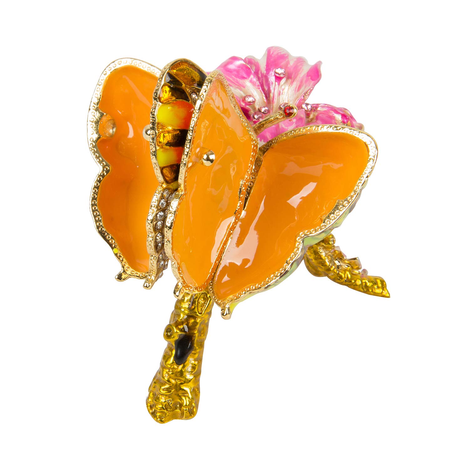 Hand Painted Butterfly Jewelry Box - Decorative Hinged Trinket Box for Rings, Necklaces & Keepsakes - Unique Gift for Women, Home Decor for Bedroom & Dresser