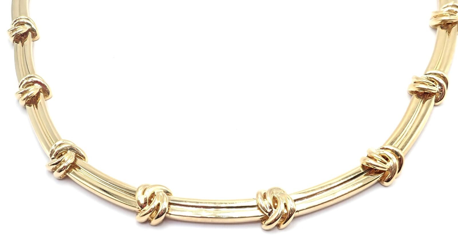 Authentic Vintage Tiffany & Co 18k Yellow Gold Knot Link Necklace - Elegant Jewelry for Women, Perfect Gift for Anniversary, Valentine's Day & Special Occasions