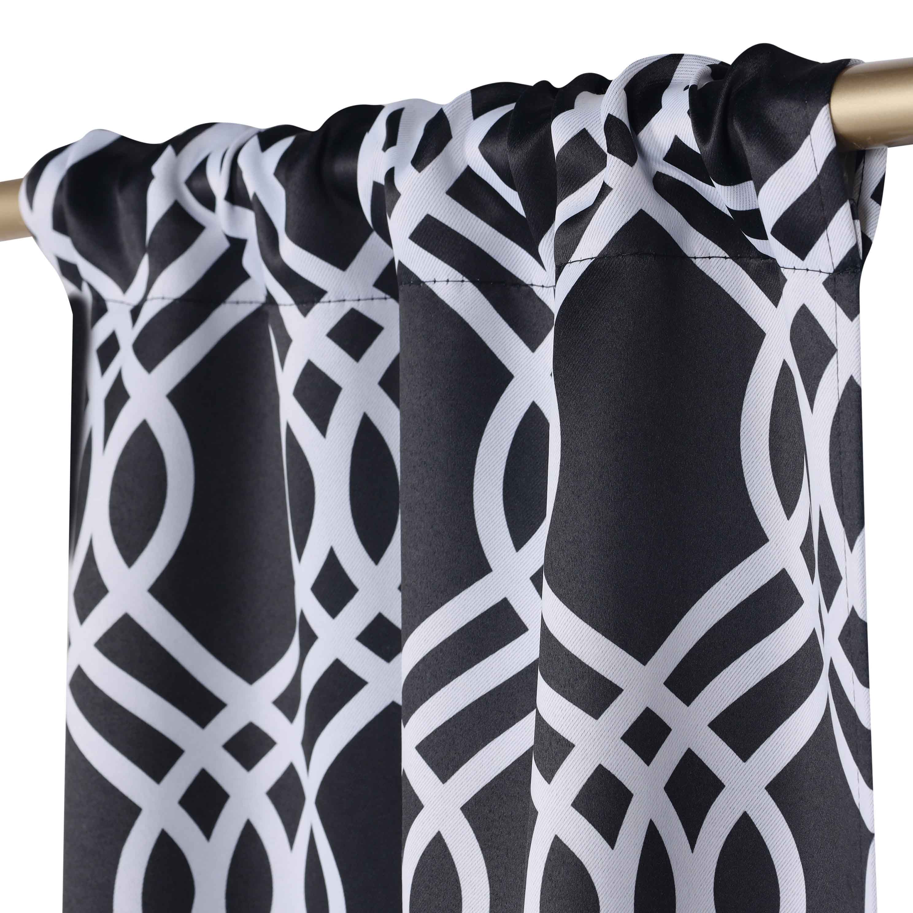 Blackout Curtains for Bedroom - Washable Room Darkening Ribbon Trellis Curtain Panel Set - Perfect for Nursery, Home Theater & Light Sleepers