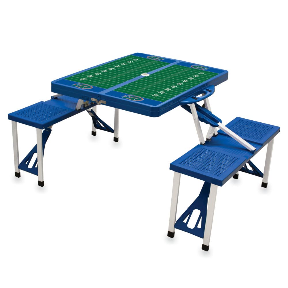 PICNIC TIME NCAA Florida Gators Folding Picnic Table - Portable Camping Table with Umbrella Hole - Outdoor Dining & Tailgating Table for Beach, Park, Backyard (Royal Blue)