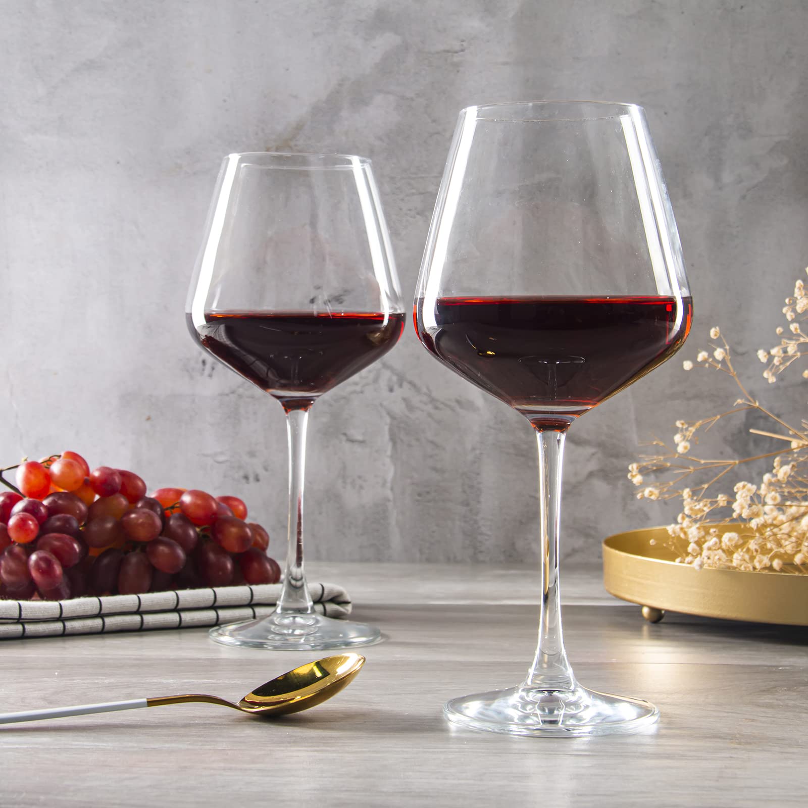 Premium 20oz Burgundy Wine Glasses Set of 6 - Crystal Clear Red Wine Glasses with Smooth Rim, Dishwasher Safe - Perfect for Dinner Parties, Wine Tasting & Home Entertaining