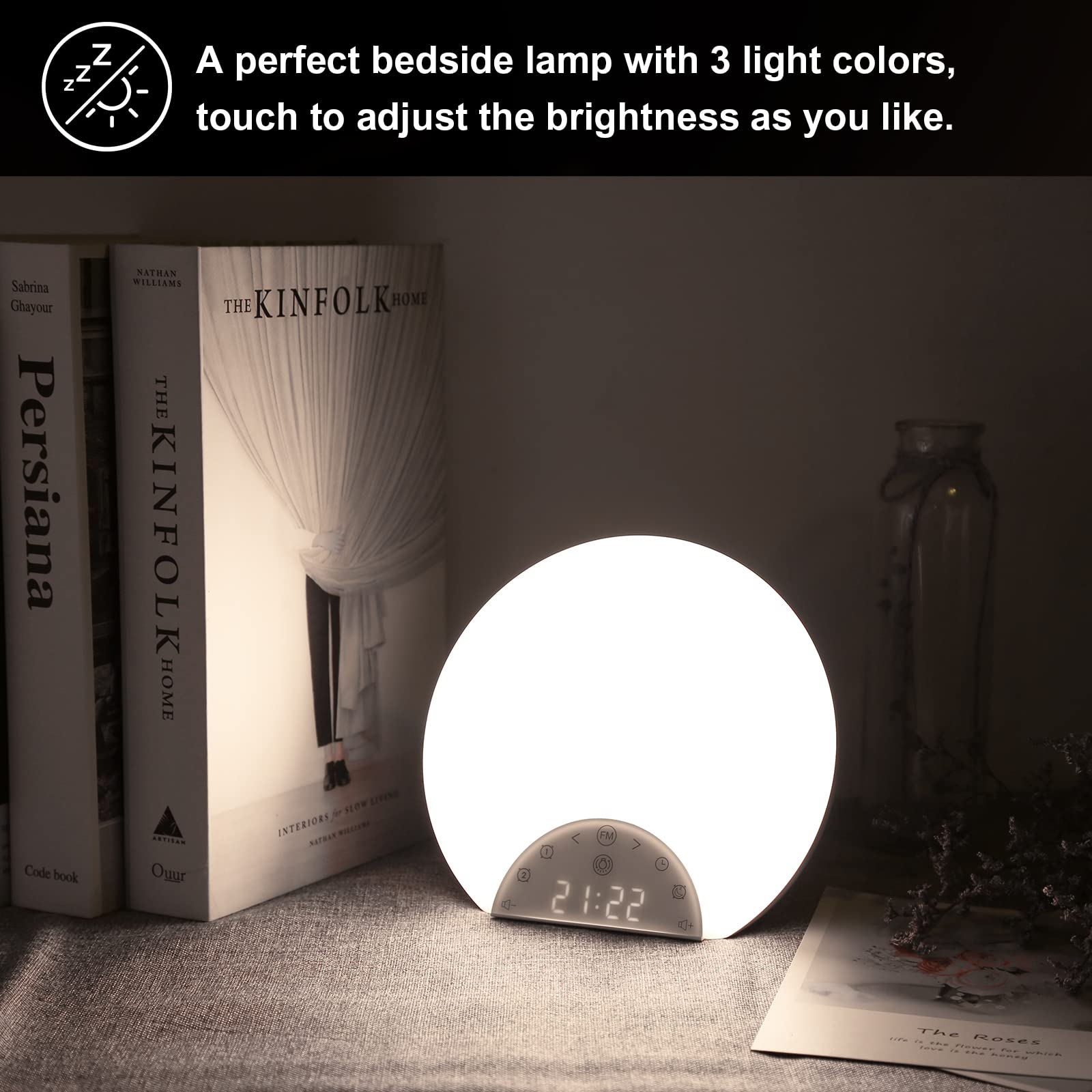 ANTSDALIS Sunrise Alarm Clock with Wake Up Light - Dual Alarms, Snooze & 7 Natural Sounds for Heavy Sleepers, Kids & Adults | 8 Color Night Light, FM Radio | Perfect for Bedrooms, Sleep Aid & Gift Ideas