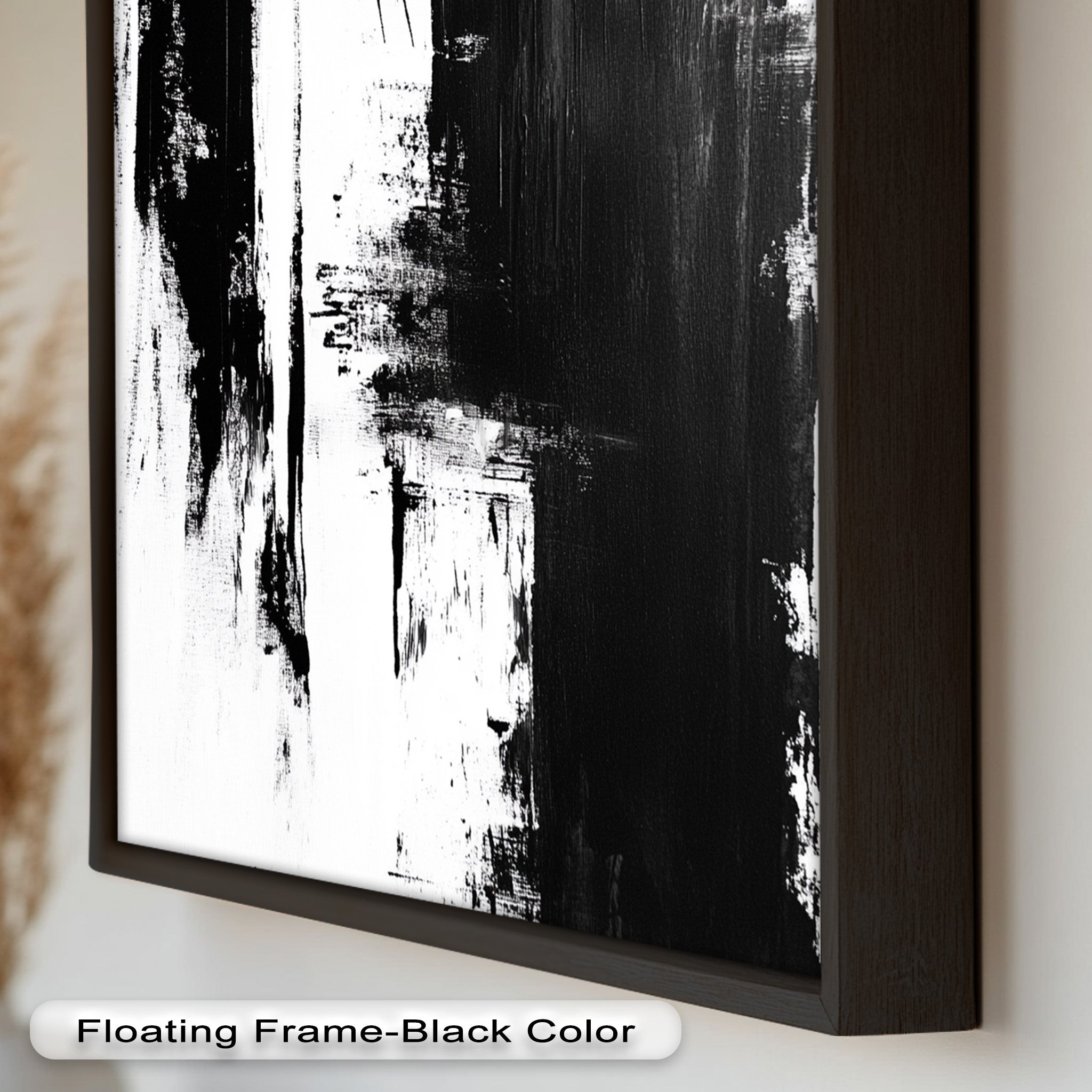 Abstract Black and White Oil Painting - Modern Wall Art for Living Room, Bedroom & Office Decor