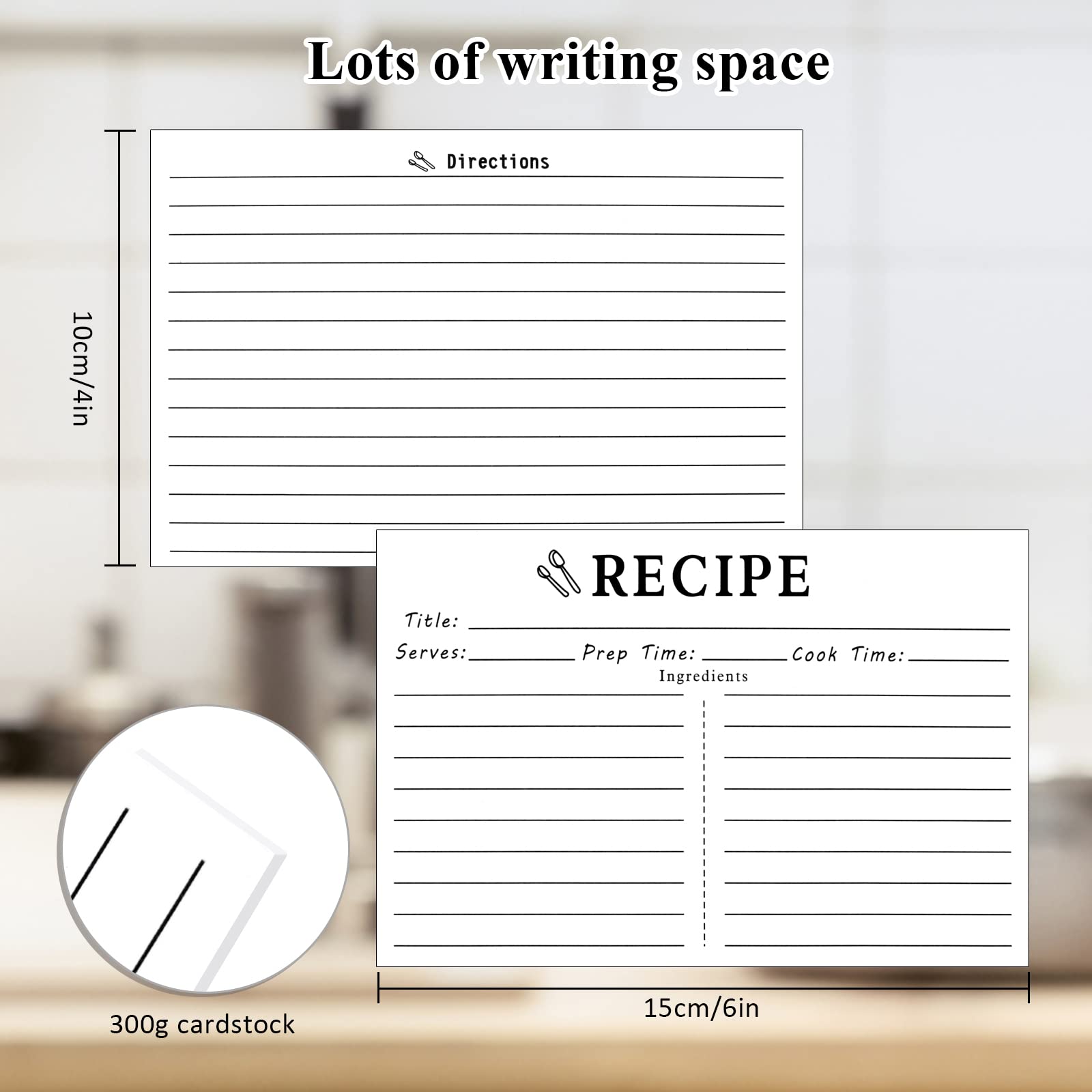 70-Pack 4x6 Blank Recipe Cards - Double Sided White Index Cards for Cooking, Baking & Meal Planning - Perfect for Bridal Showers, Wedding Gifts & Kitchen Organization