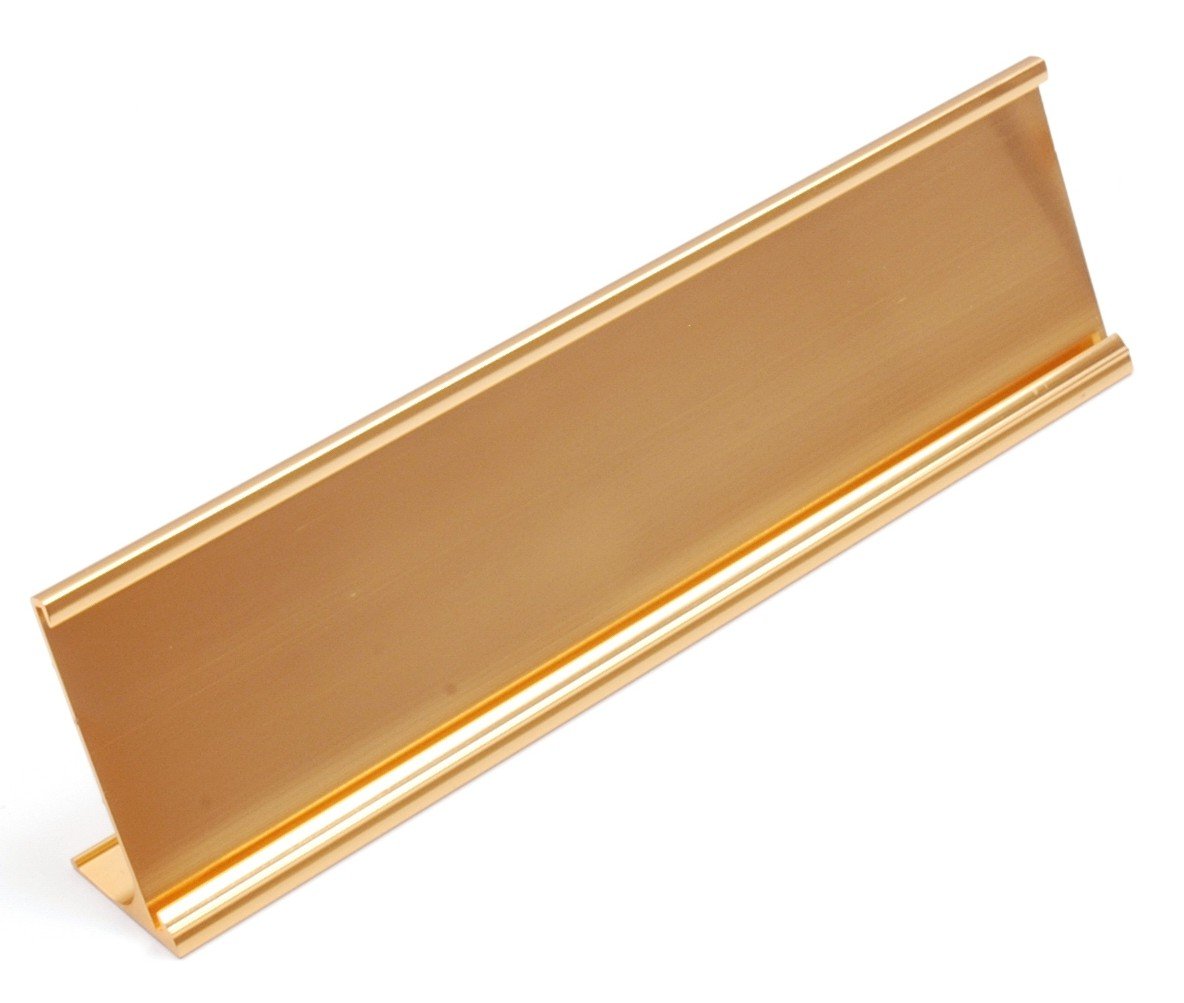 Gold Name Plate Holders for Desk - 2x10 Inches - Pack of 100 Wholesale Lot - Perfect for Office Name Tags, Reception Desks & Professional Workstations
