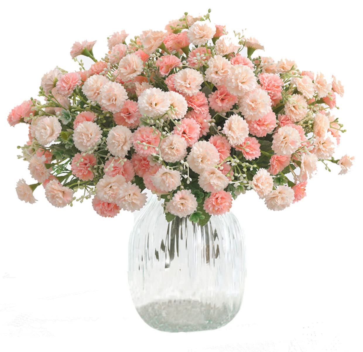 TBUY 2pcs Artificial Silk Carnation Flowers with Stems - Realistic Fake Roses for Wedding Bouquets, Home Decor, and Outdoor Garden Arrangements