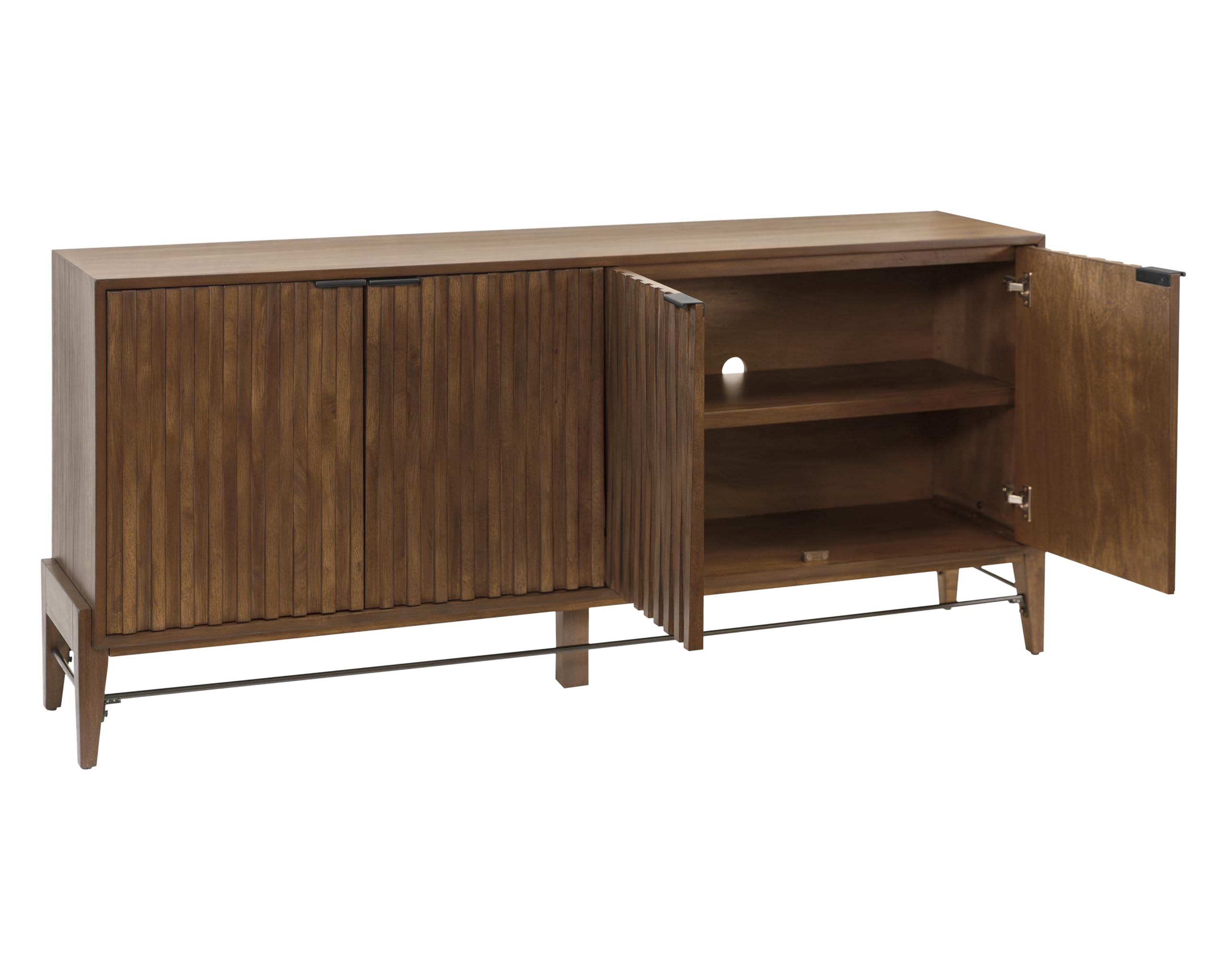 Mid-Century Modern Wooden Console Table with Storage - Brown Accent Credenza for Living Room, Office & Entryway - Stylish & Functional Home Decor