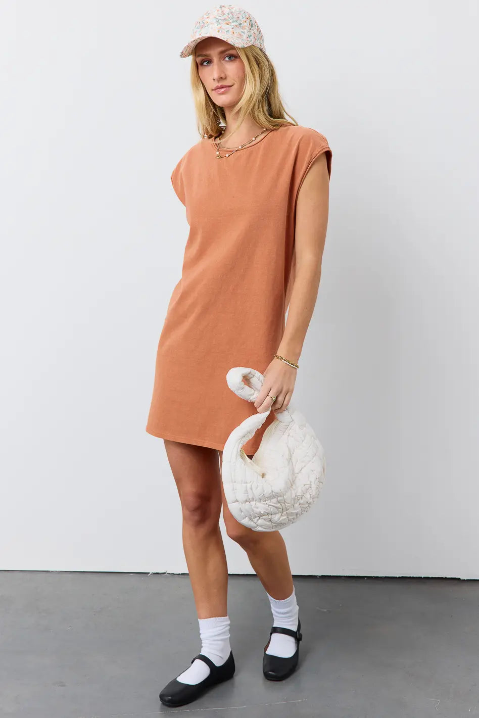 Elena T-Shirt Dress in Clay Color | Women's Casual Short Sleeve Tunic Dress | Perfect for Summer Outings, Beach Wear & Everyday Comfort