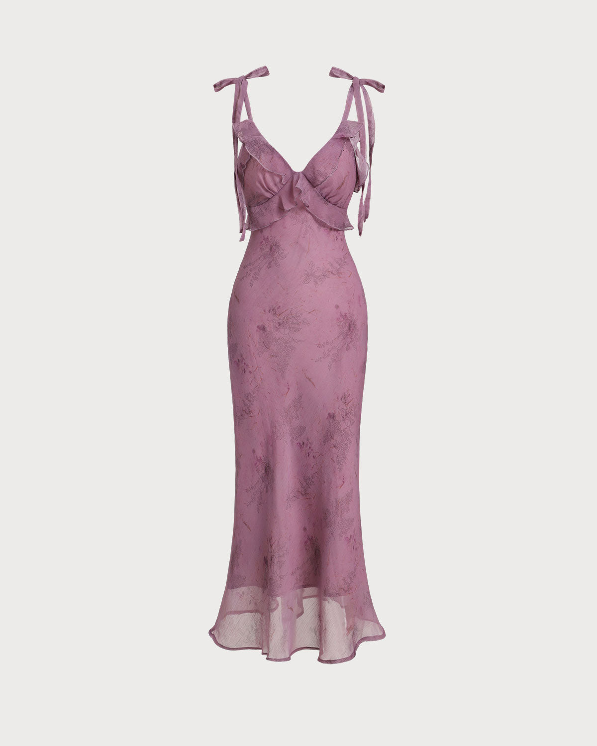 Elegant Purple Floral Ruffle Tie Strap Midi Dress for Women - Summer Beach Party & Date Night Outfit