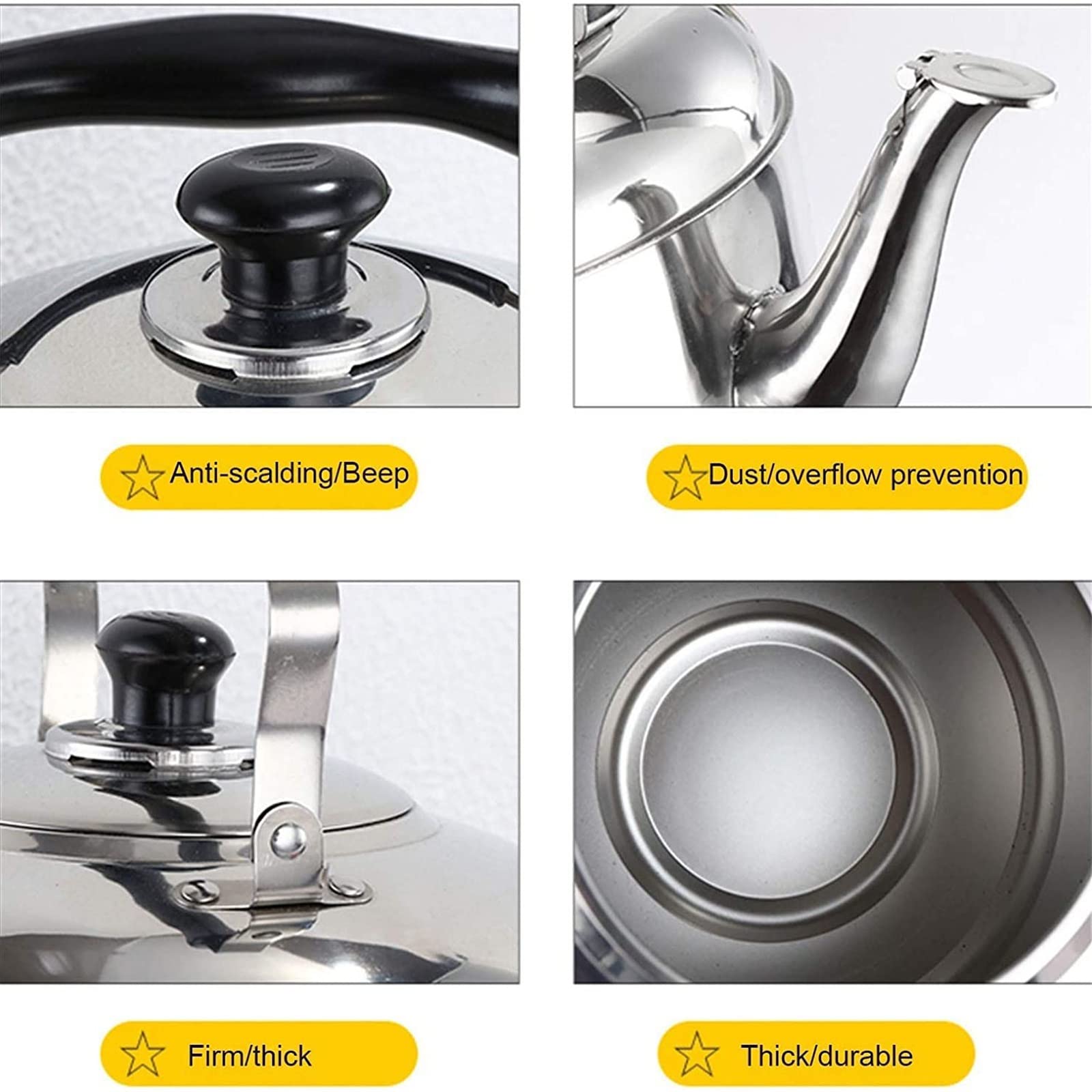 Premium Stainless Steel Whistling Tea Kettle - Induction Compatible, Gas & Electric Stove Safe - Perfect for Home, Camping, Hiking & Outdoor Picnics