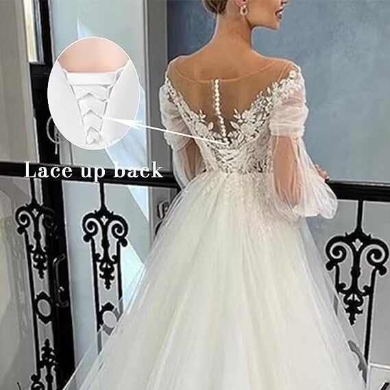 Elegant Lace Beach Wedding Dress with Sleeves | 2023 A-Line Bridal Gown for Women | Perfect for Beach Weddings, Evening Parties & Formal Events