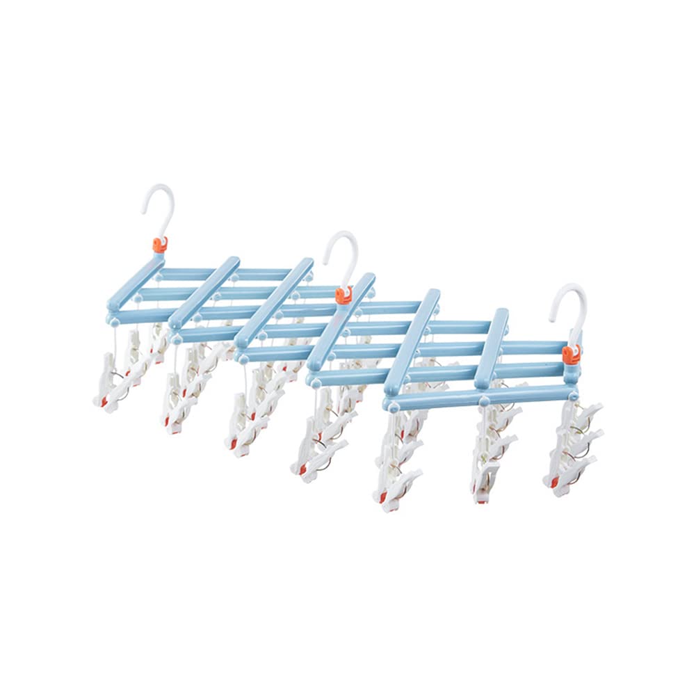 Foldable Clothes Drying Rack with 20 Clips - 360° Rotatable Plastic Hanger for Socks, Towels, Underwear & Baby Clothes | Space-Saving Laundry Organizer for Small Apartments & Dorm Rooms