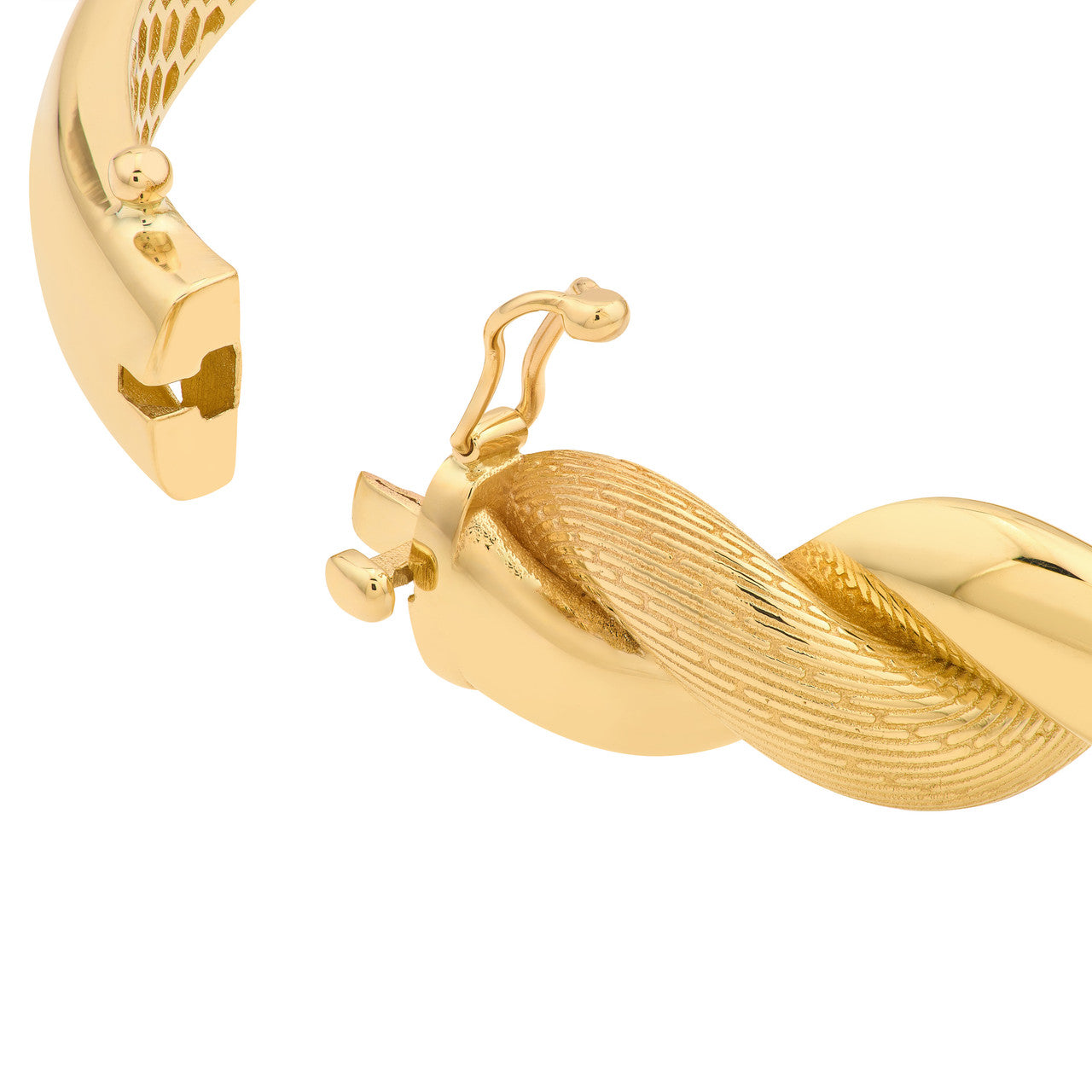 14K Yellow Gold Textured & Polished Twisted Bangle Bracelet for Women - Elegant Stackable Jewelry for Everyday Wear, Parties & Special Occasions