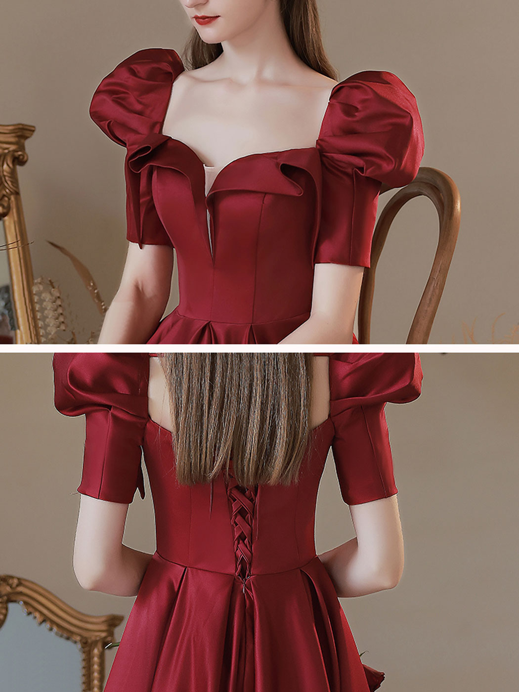 Elegant Burgundy A-Line Satin Long Prom Dress for Women - Formal Evening Gown for Homecoming, Wedding, and Special Occasions
